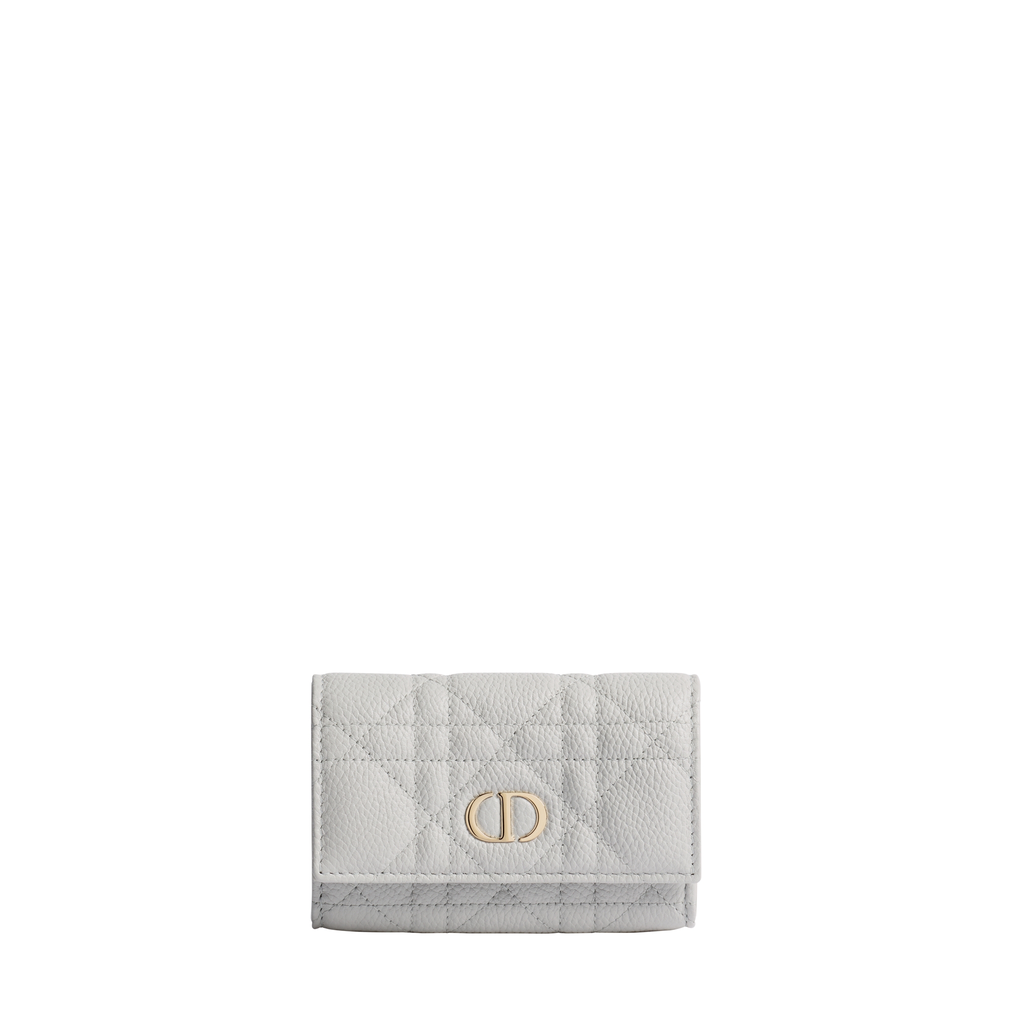 Dior Caro Glycine Wallet Gris Pietro Grained Cannage Calfskin E01