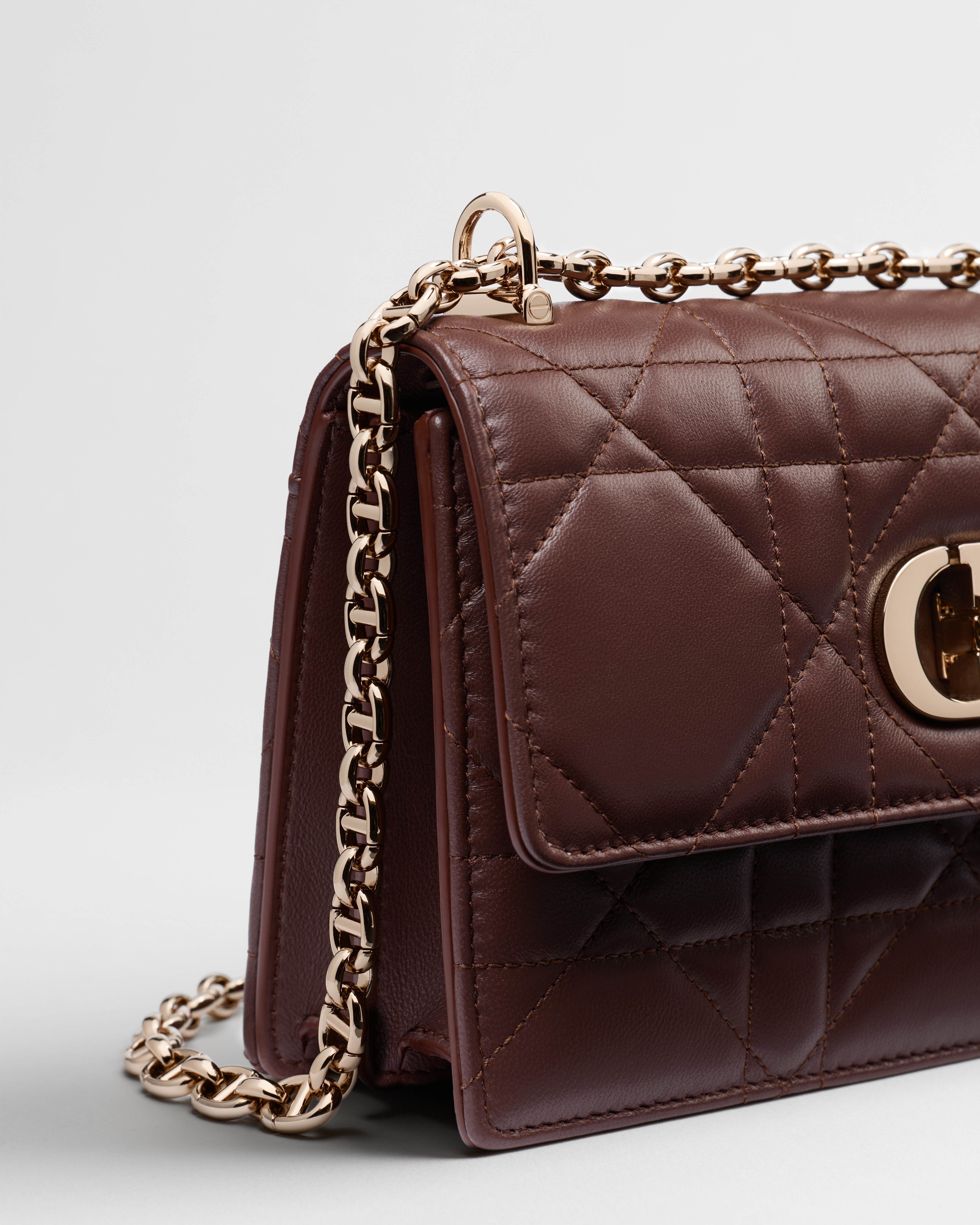 Miss Caro Mini Bag New Marron Macrocannage Lambskin | DIOR GR
