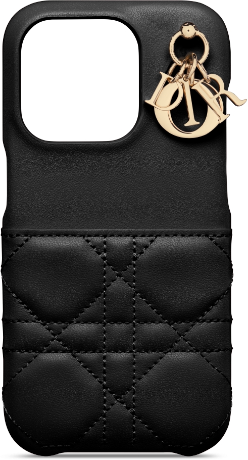 Lady Dior Cover for iPhone 15 Pro Black Cannage Lambskin DIOR