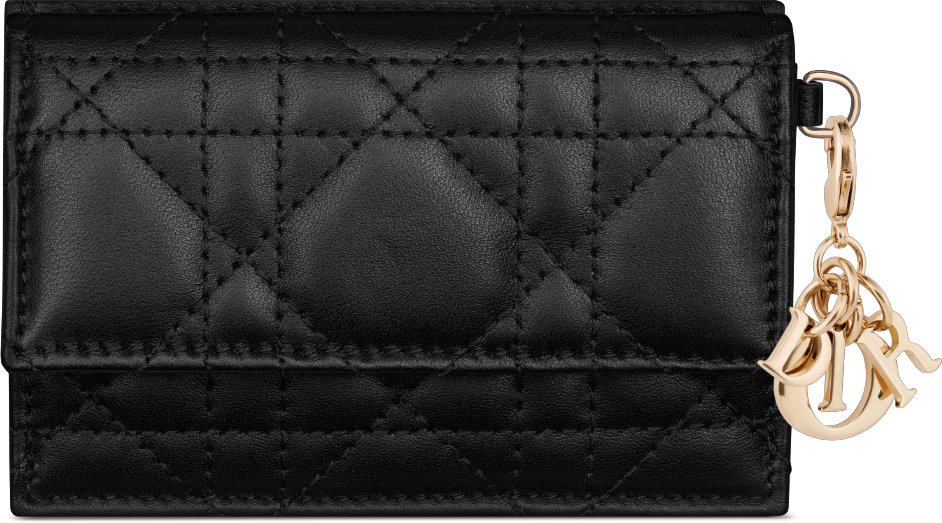 Lady Dior Primrose Card Holder Black Cannage Lambskin DIOR