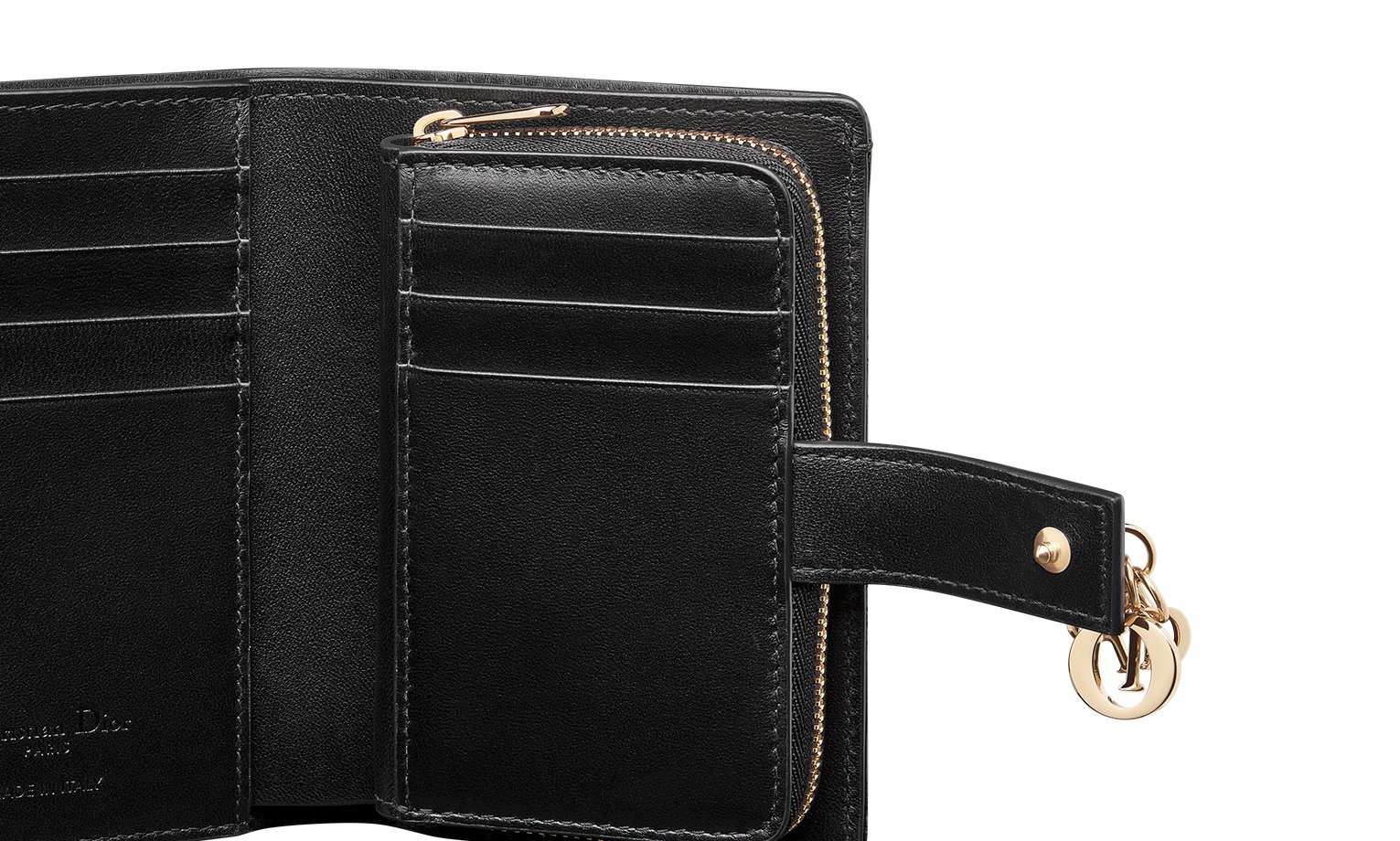 ディオール My Dior カナージュ 三つ折り財布 ブラック