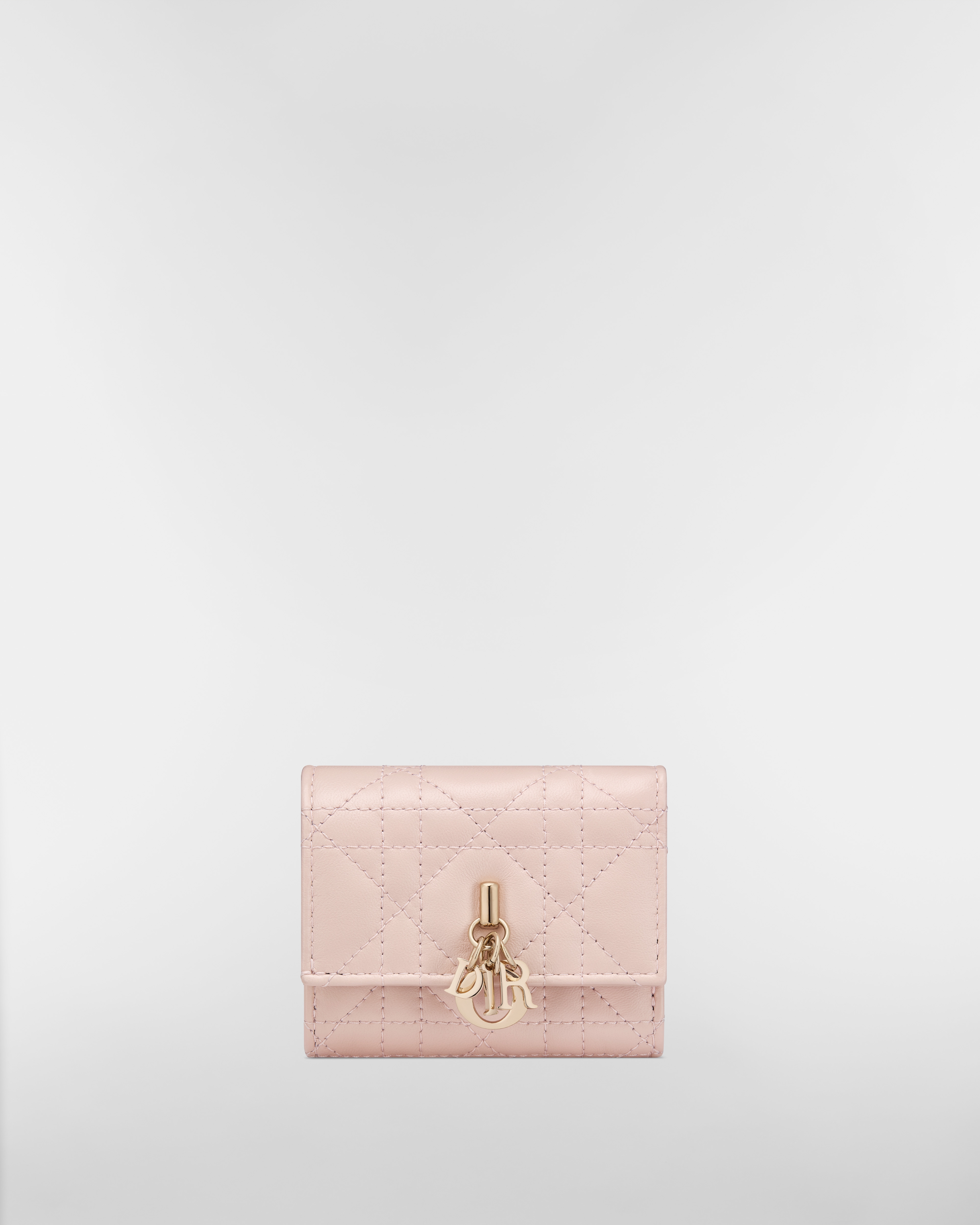 My Dior Hibiscus L형 지퍼 지갑 파우더 핑크 까나쥬 양가죽 E01