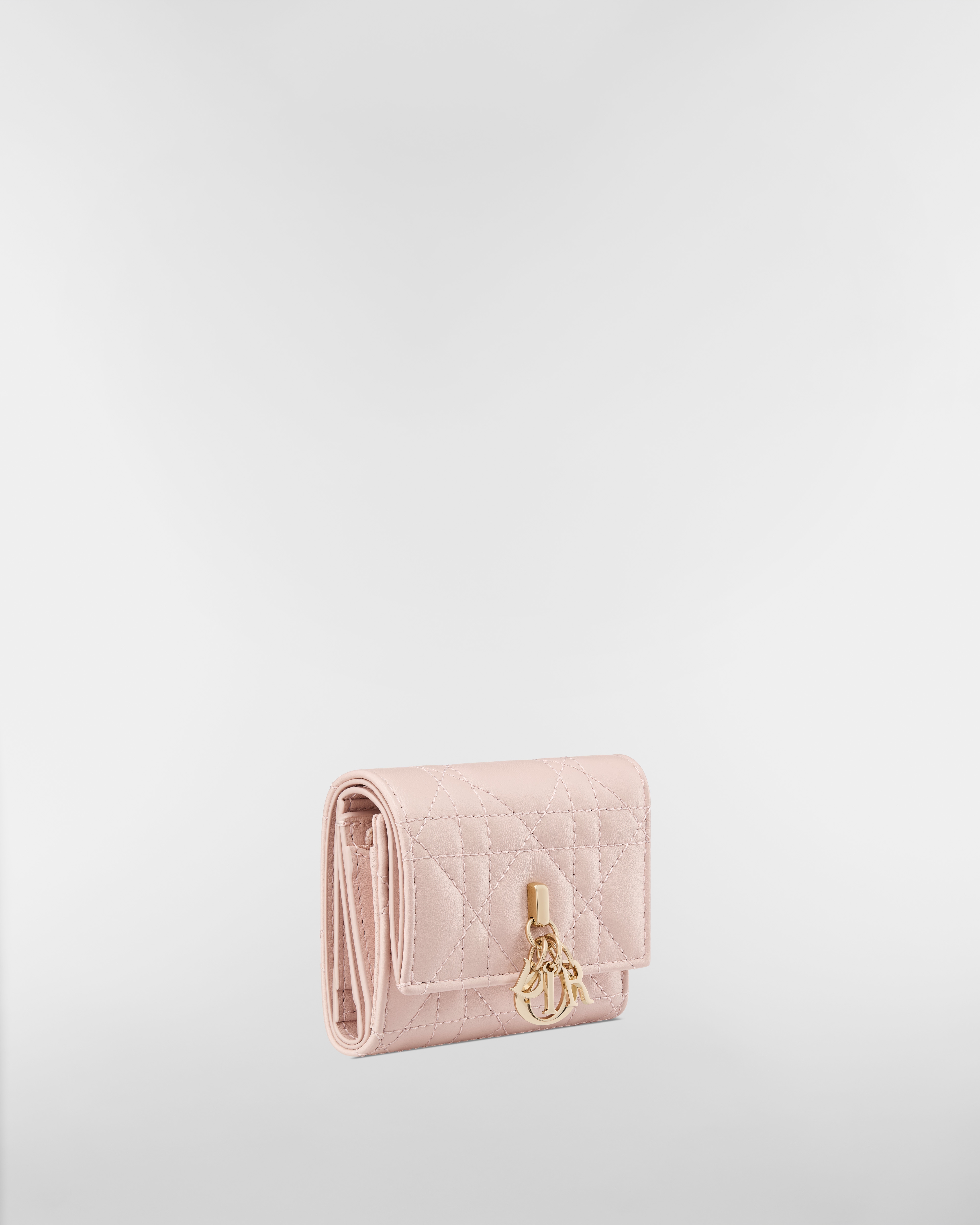 My Dior Hibiscus L형 지퍼 지갑 파우더 핑크 까나쥬 양가죽 E03