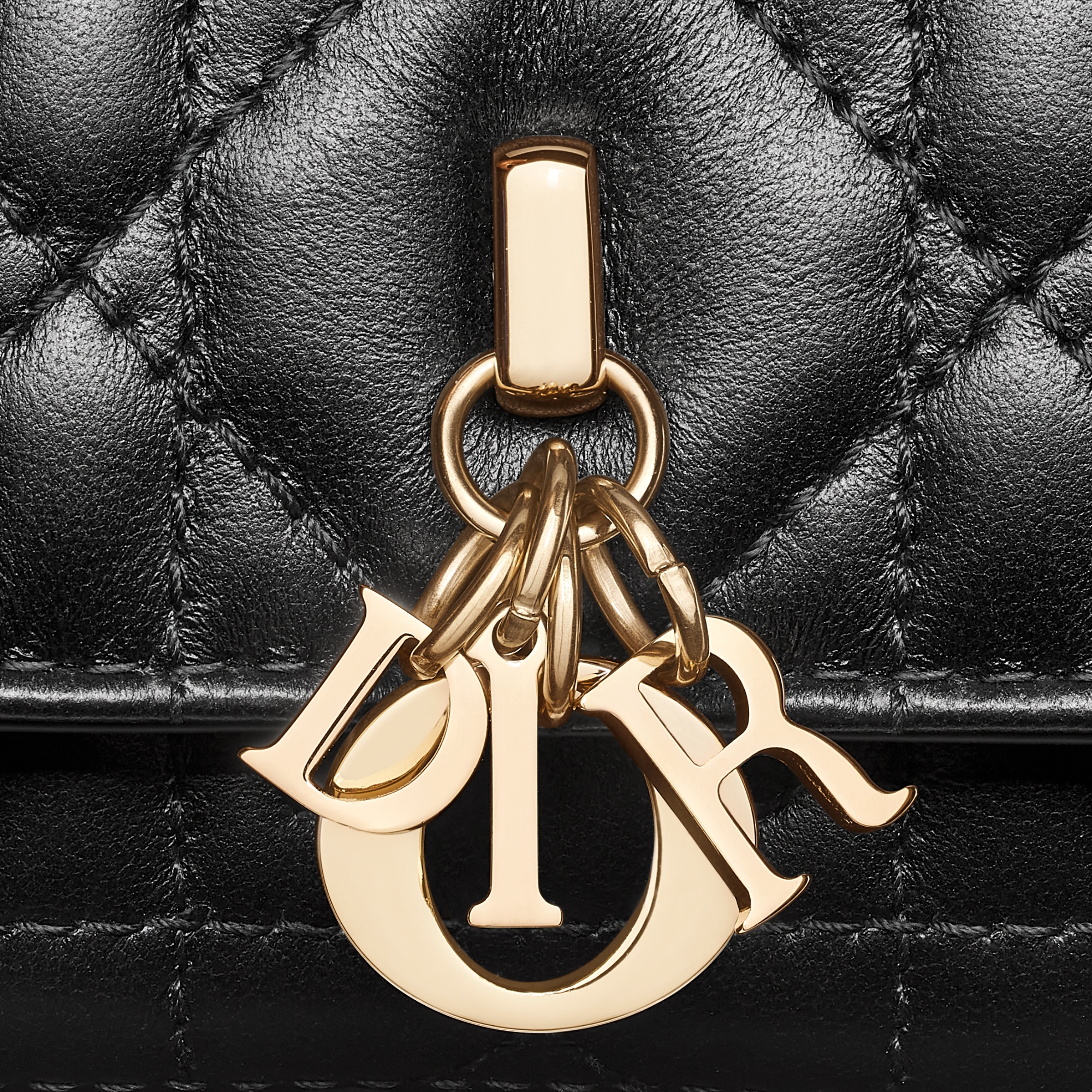 My Dior Hibiscus L-zip 錢包 黑色 Cannage 籐格紋羊皮 E09