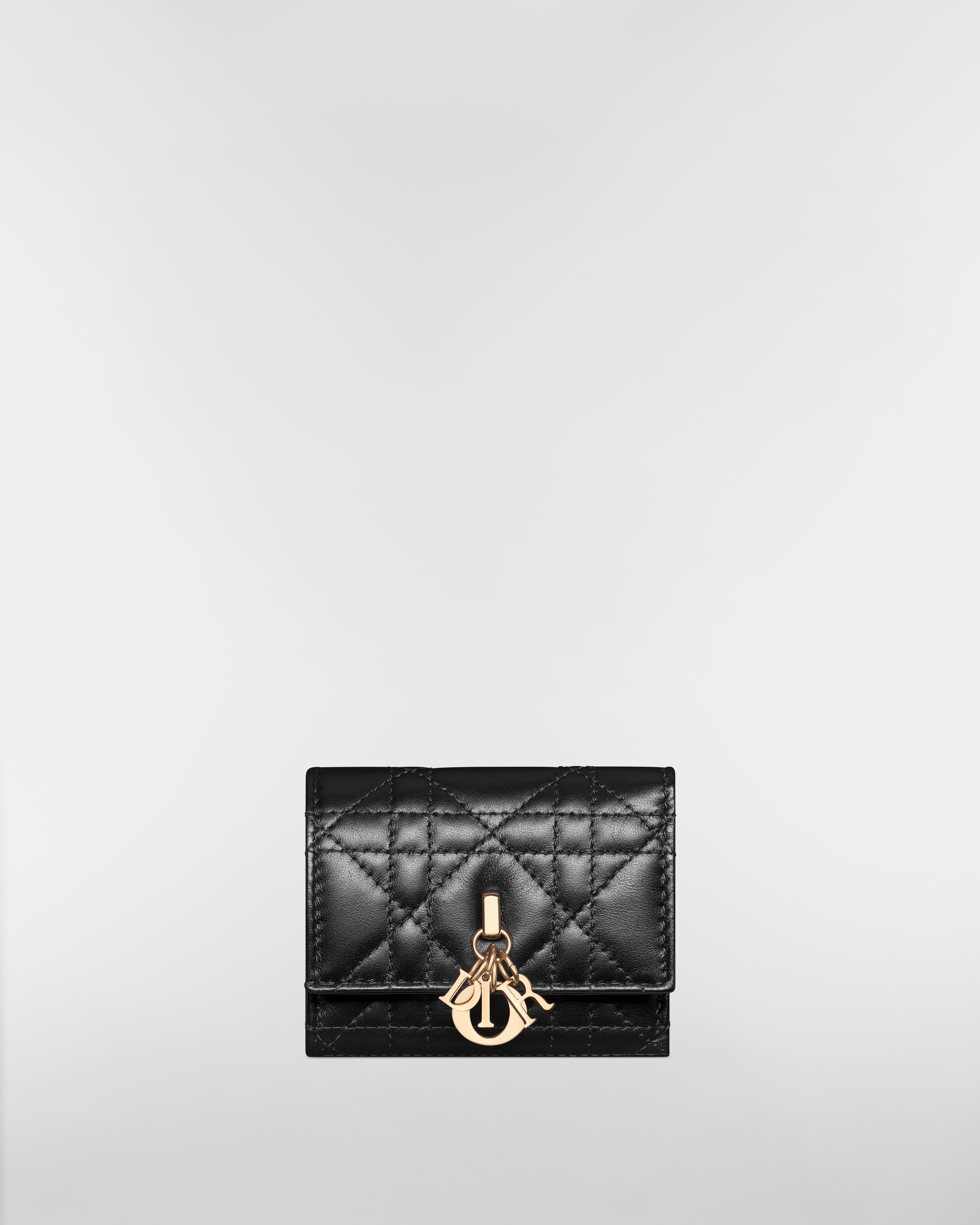 My Dior Hibiscus L-Zip Wallet Black Cannage Lambskin E01