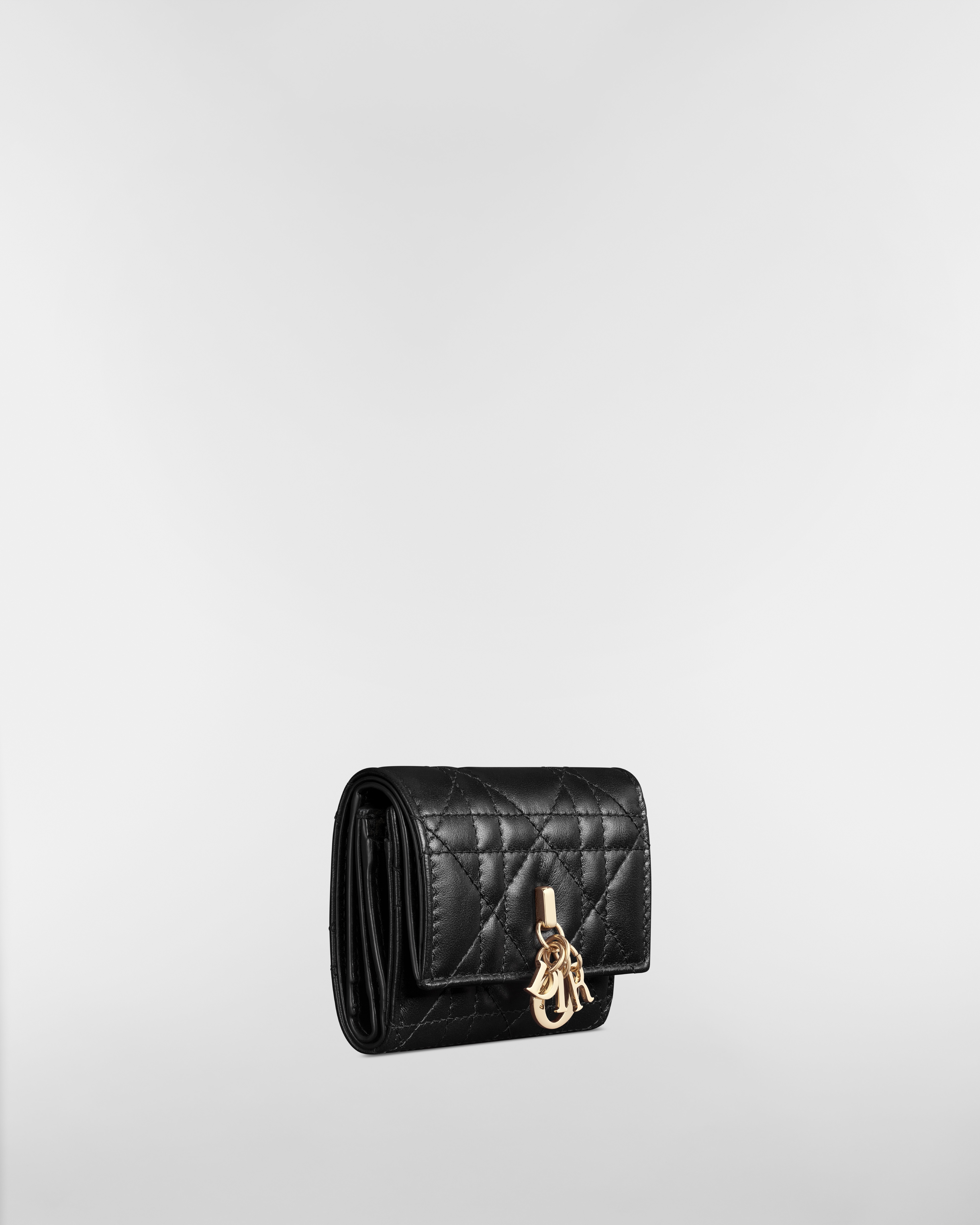 My Dior Hibiscus L-Zip Wallet Black Cannage Lambskin E03