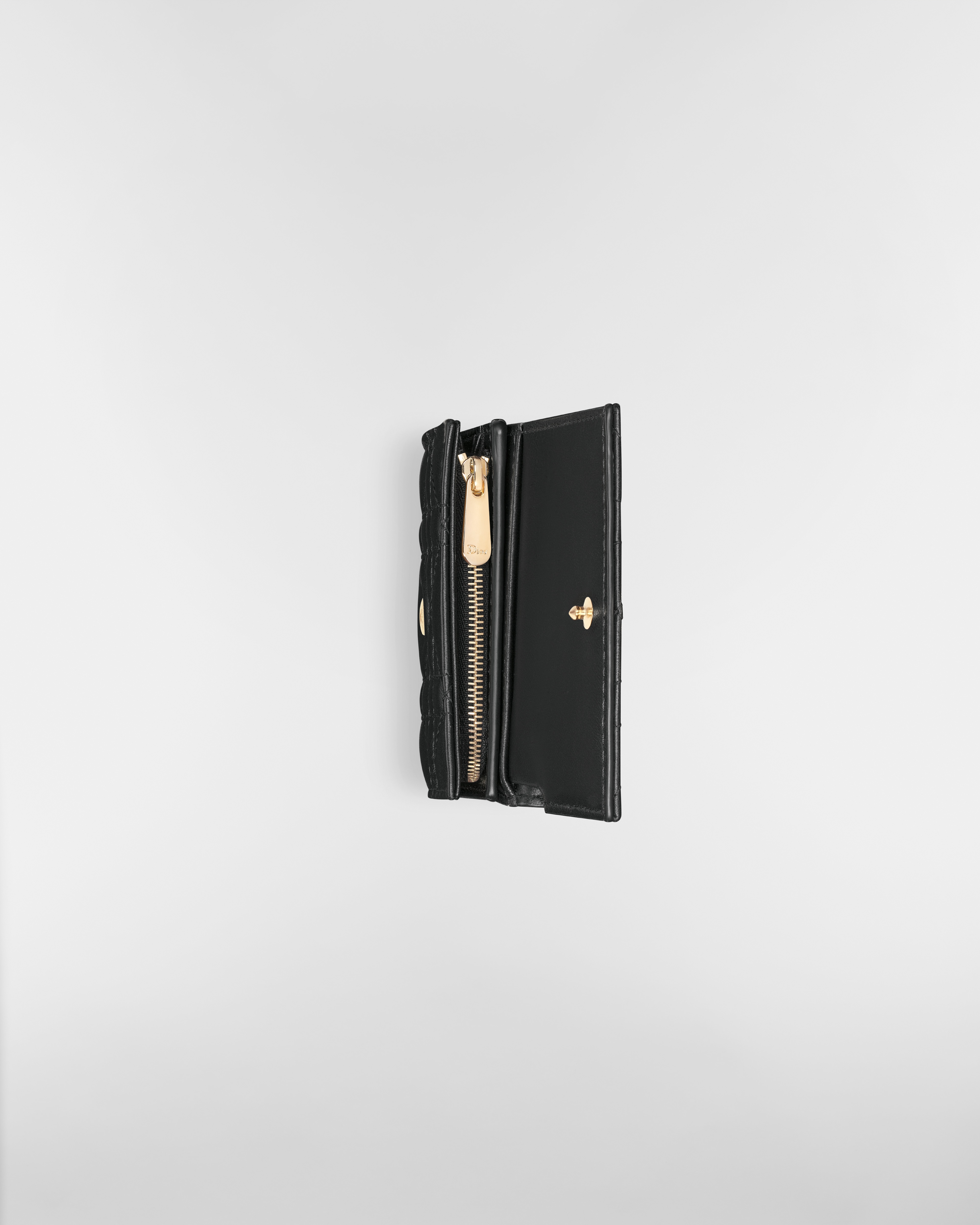 My Dior Hibiscus Portemonnaie mit L-förmigem Reißverschluss Cannage Lammleder in Schwarz E06