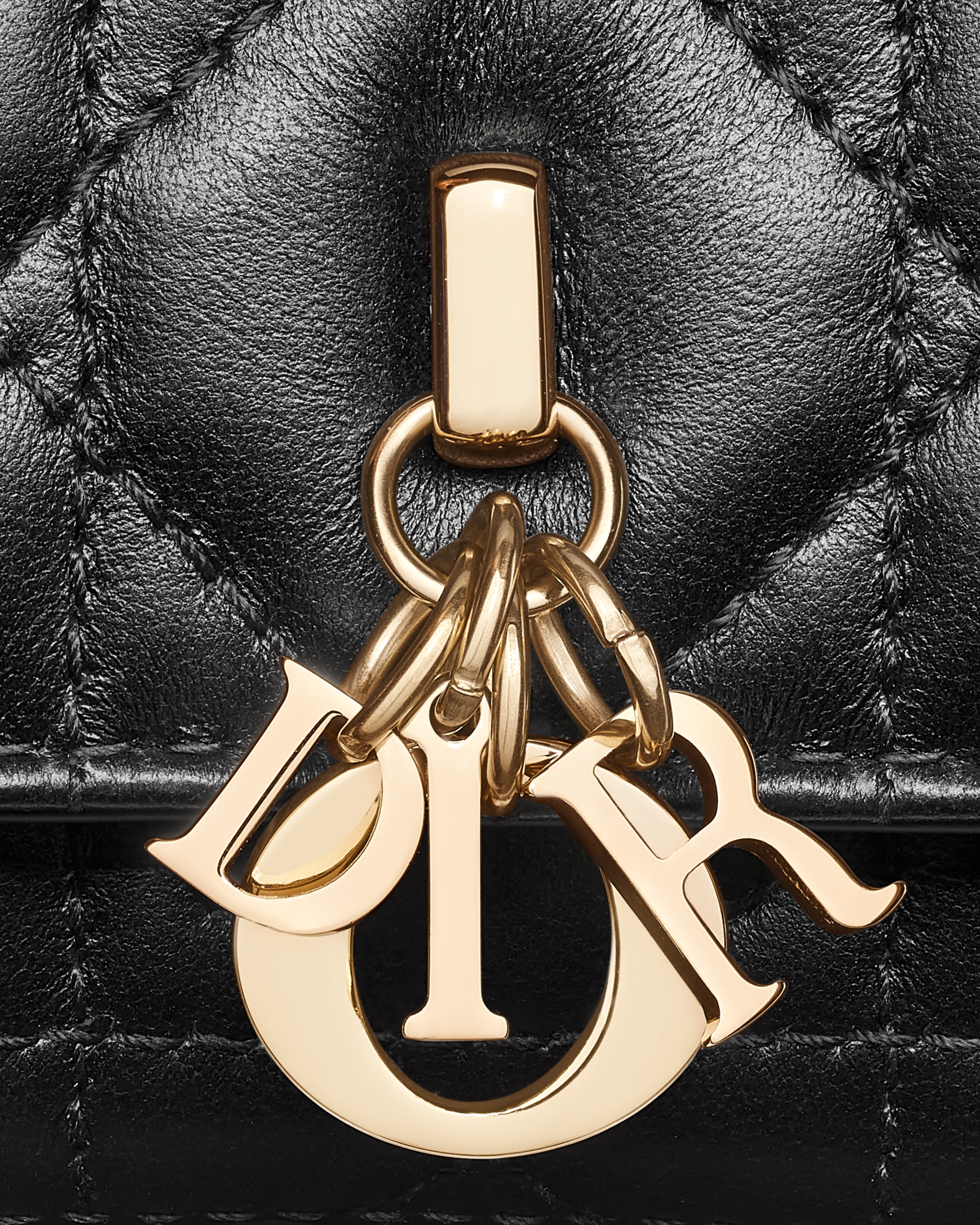 My Dior Hibiscus Portemonnaie mit L-förmigem Reißverschluss Cannage Lammleder in Schwarz E09