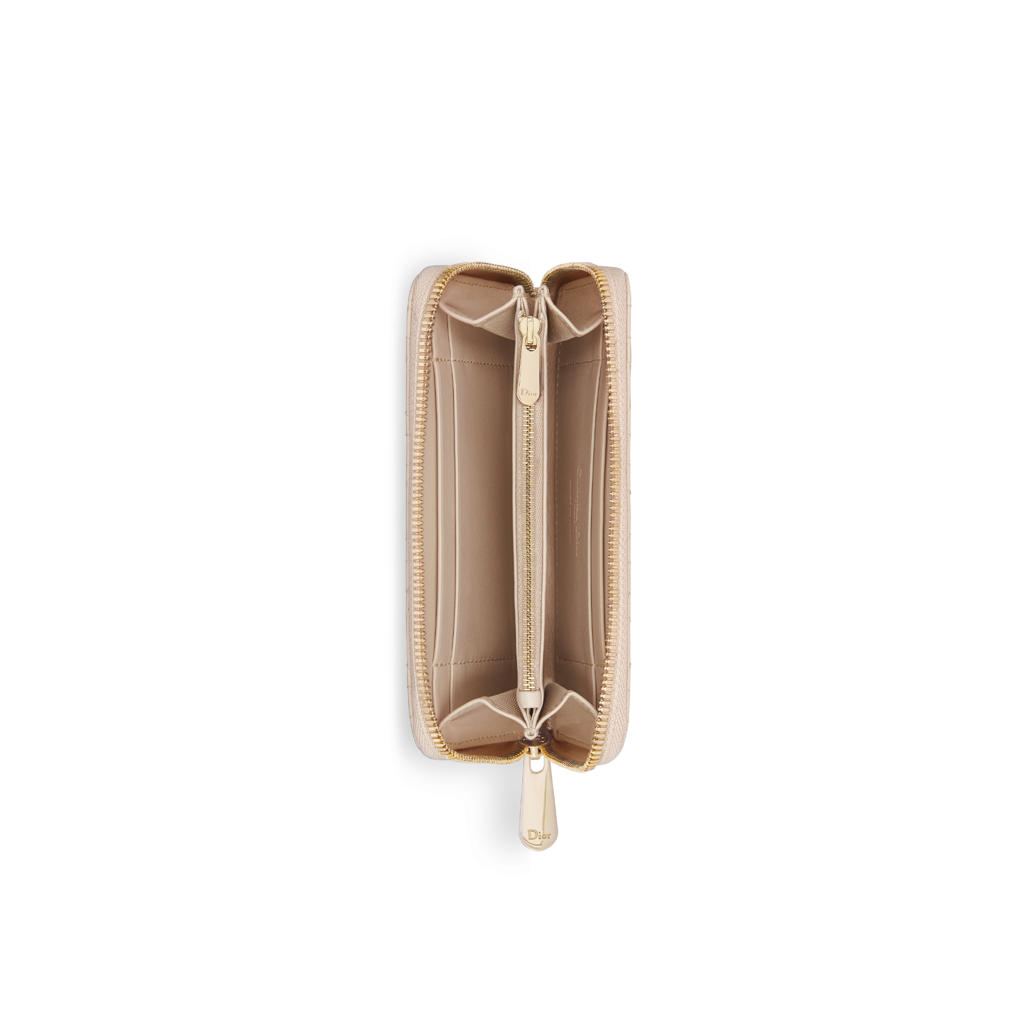 Medium Lady Dior Zipped Wallet Powder Beige Cannage Lambskin E06