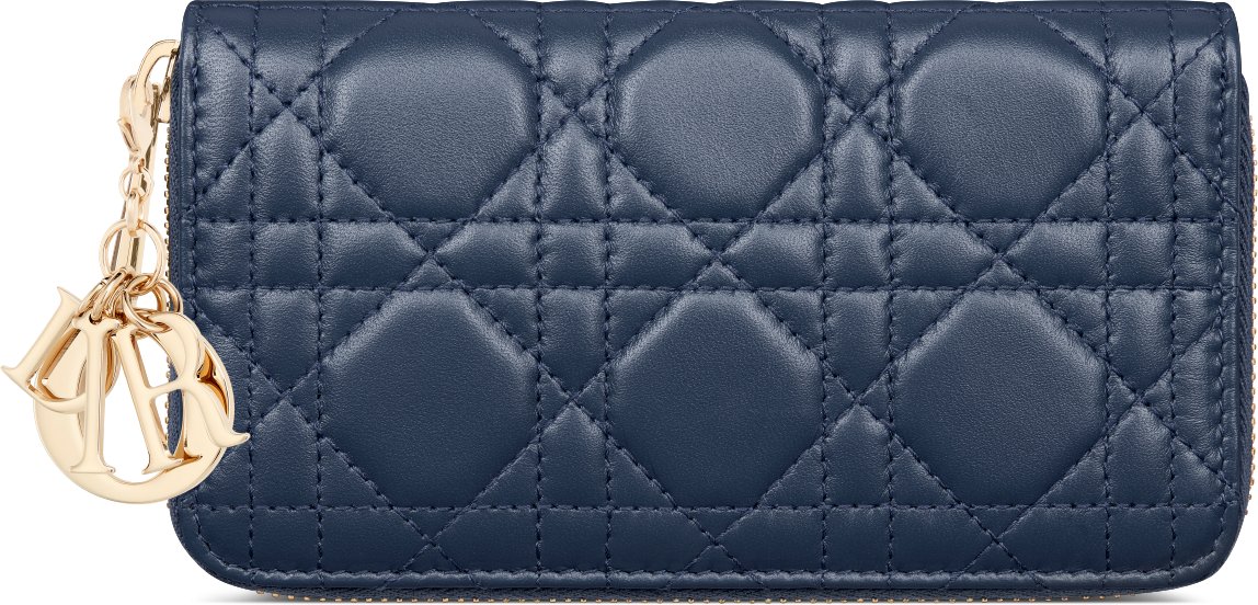 Medium Lady Dior Zipped Wallet Black Cannage Lambskin DIOR