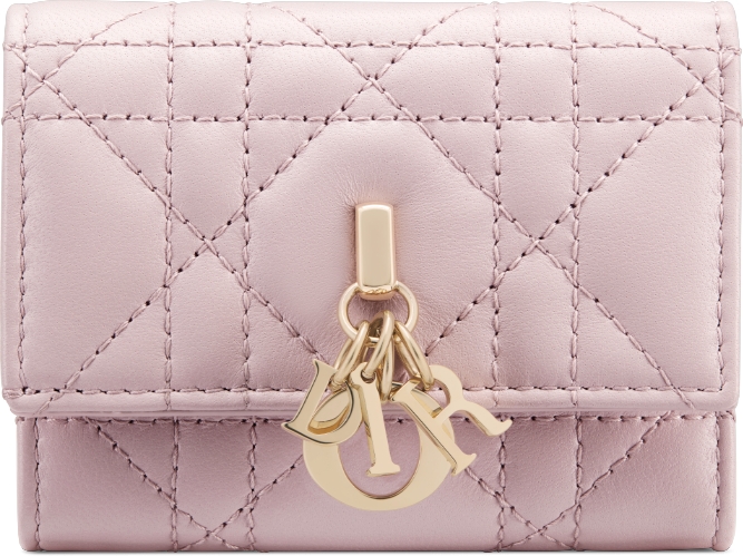 DIOR My Dior Trifold Wallet Pale Pink Cannage Lambskin Women