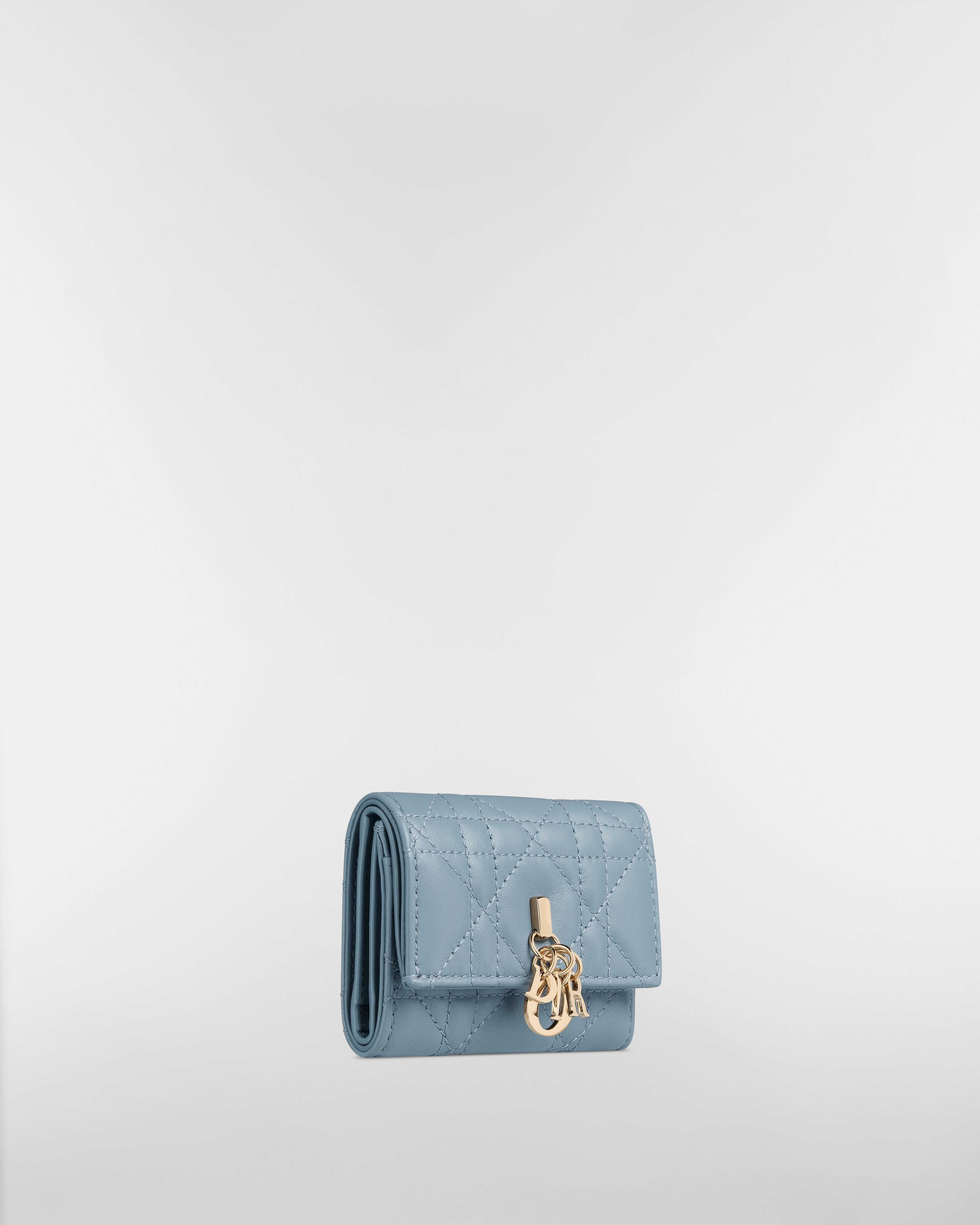 My Dior Veronia 銀包 雲藍色 Cannage 藤格紋圖案羊皮 E03