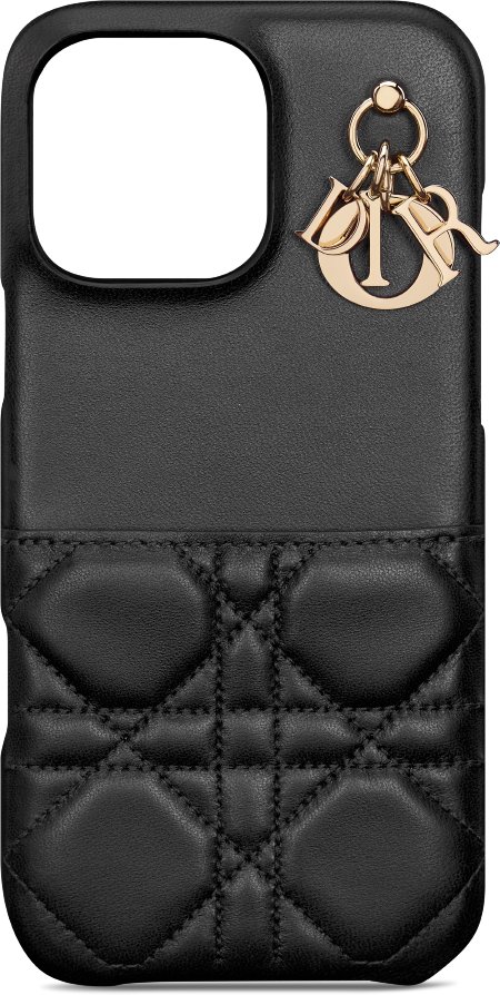 最愛 cover Dior Lady for Lambskin Cannage Black Max Pro 16 iPhone スマホアクセサリー