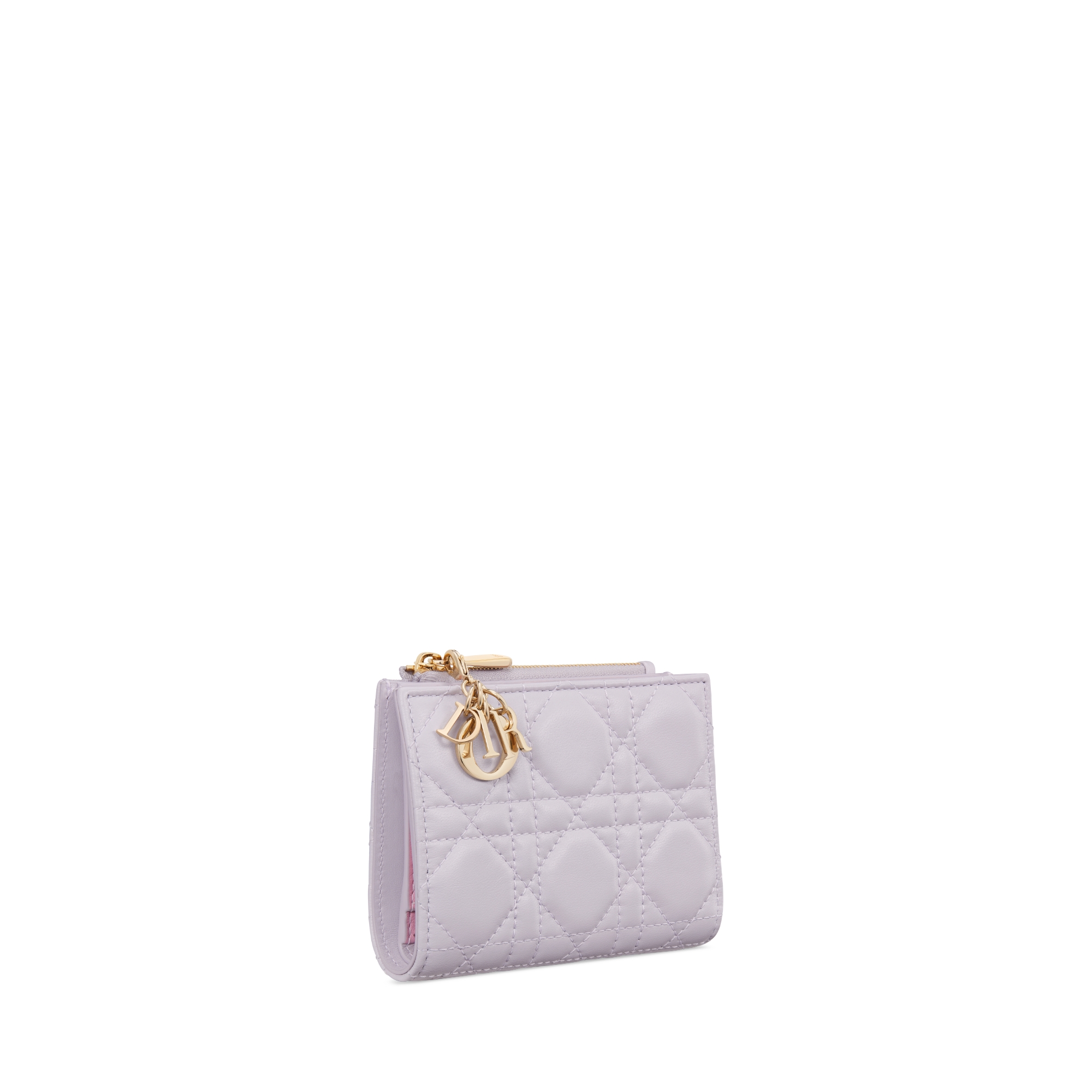 Lady Dior Dahlia 지갑 쓰리-톤 라일락, 페일 핑크, 스위트 핑크 까나쥬 양가죽 E03