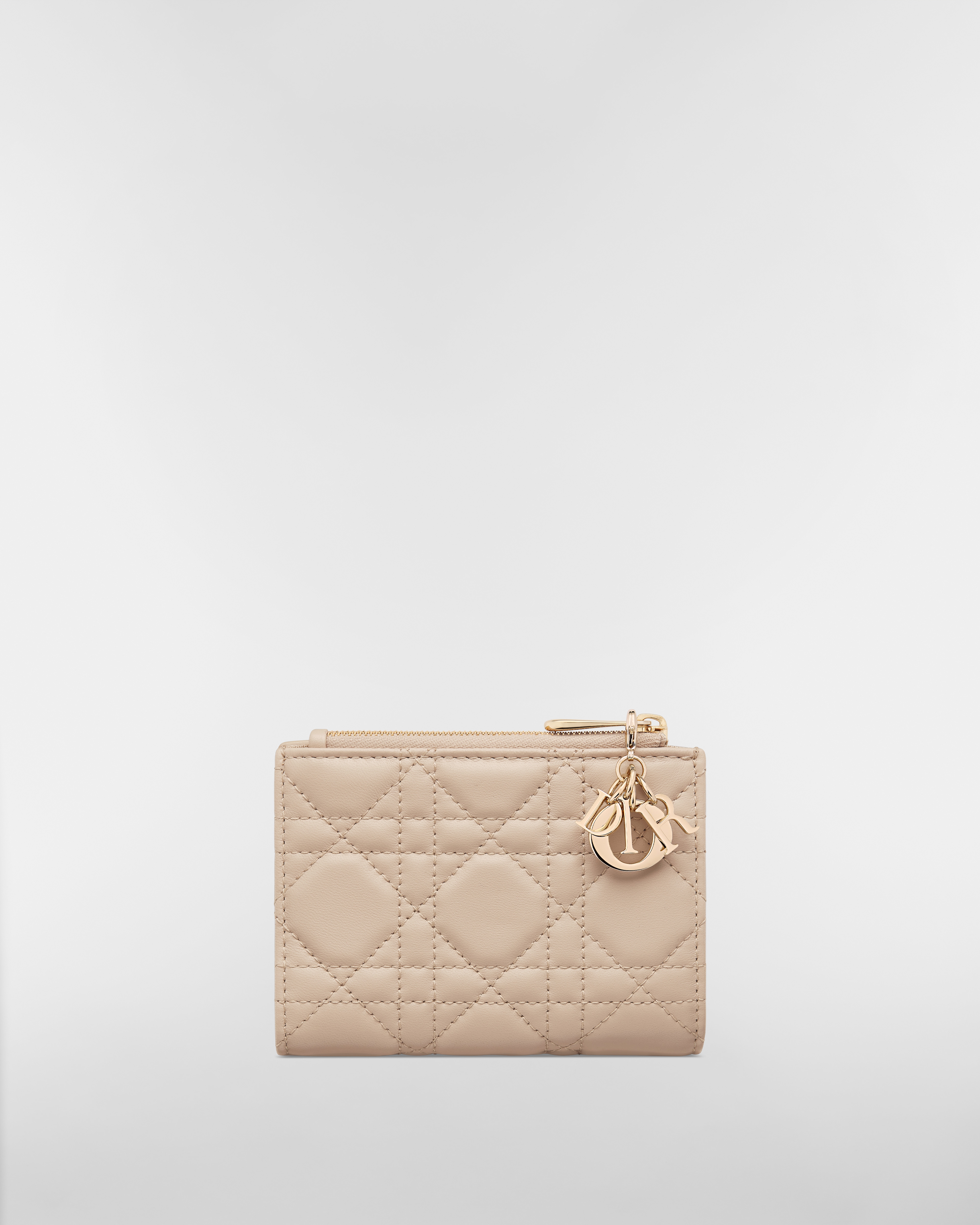 Lady Dior Dahlia Wallet Powder Beige Cannage Lambskin E08