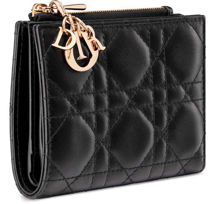 Lady Dior Dahlia Wallet Three quarter closed view