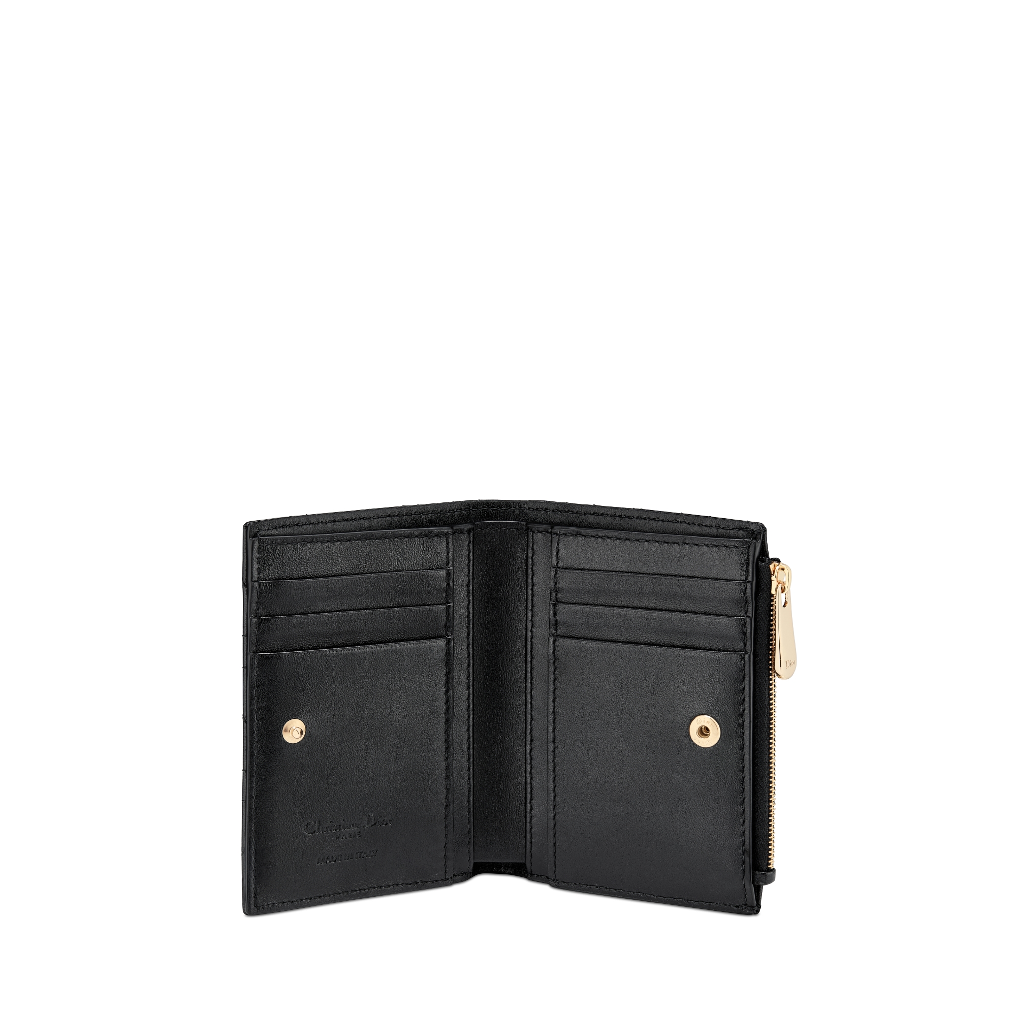 Lady Dior Dahlia-portemonnee Zwart lamsleer met Cannage-motief E07