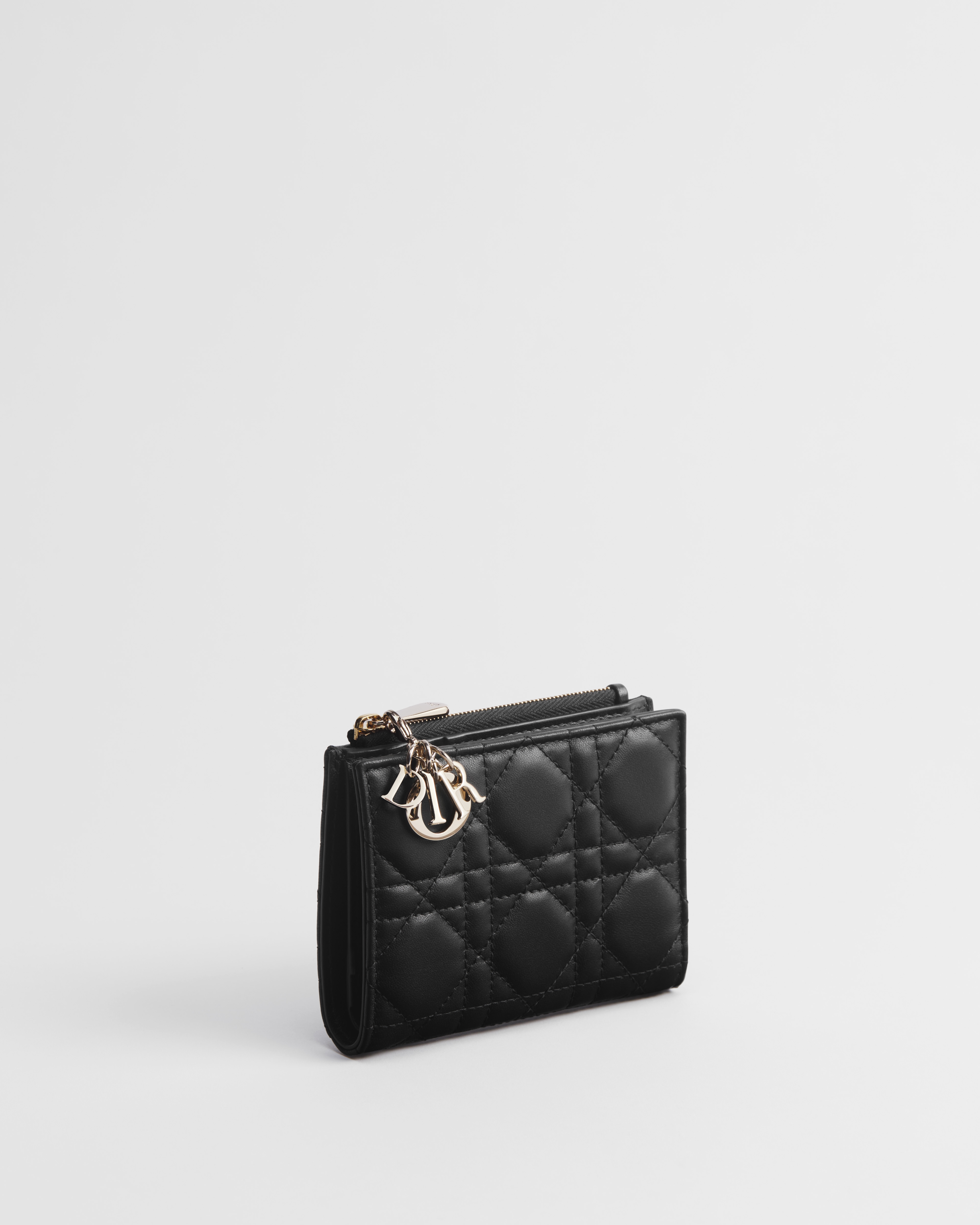 Lady Dior Dahlia Wallet Black Cannage Lambskin E03