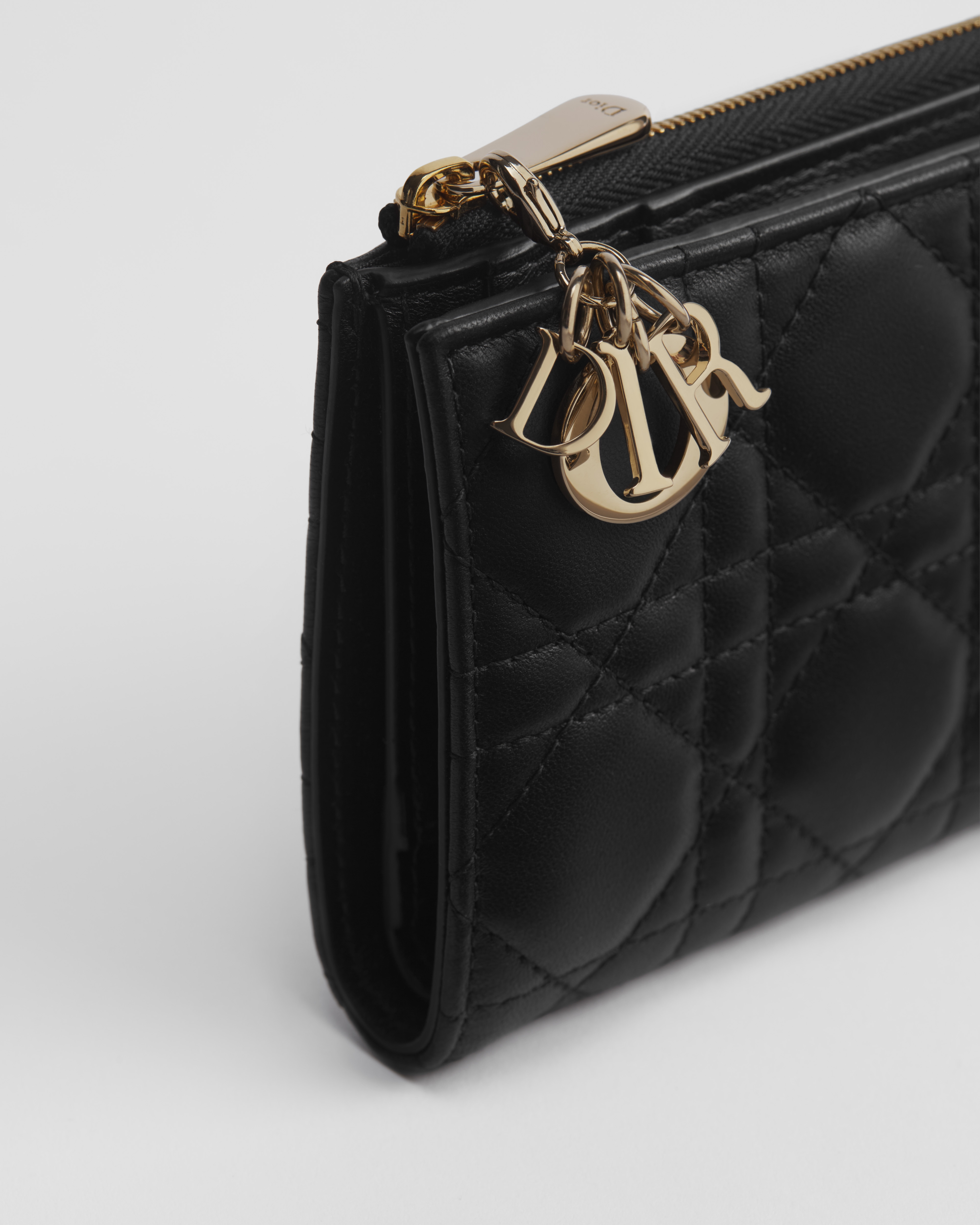 Lady Dior Dahlia Wallet Black Cannage Lambskin E09