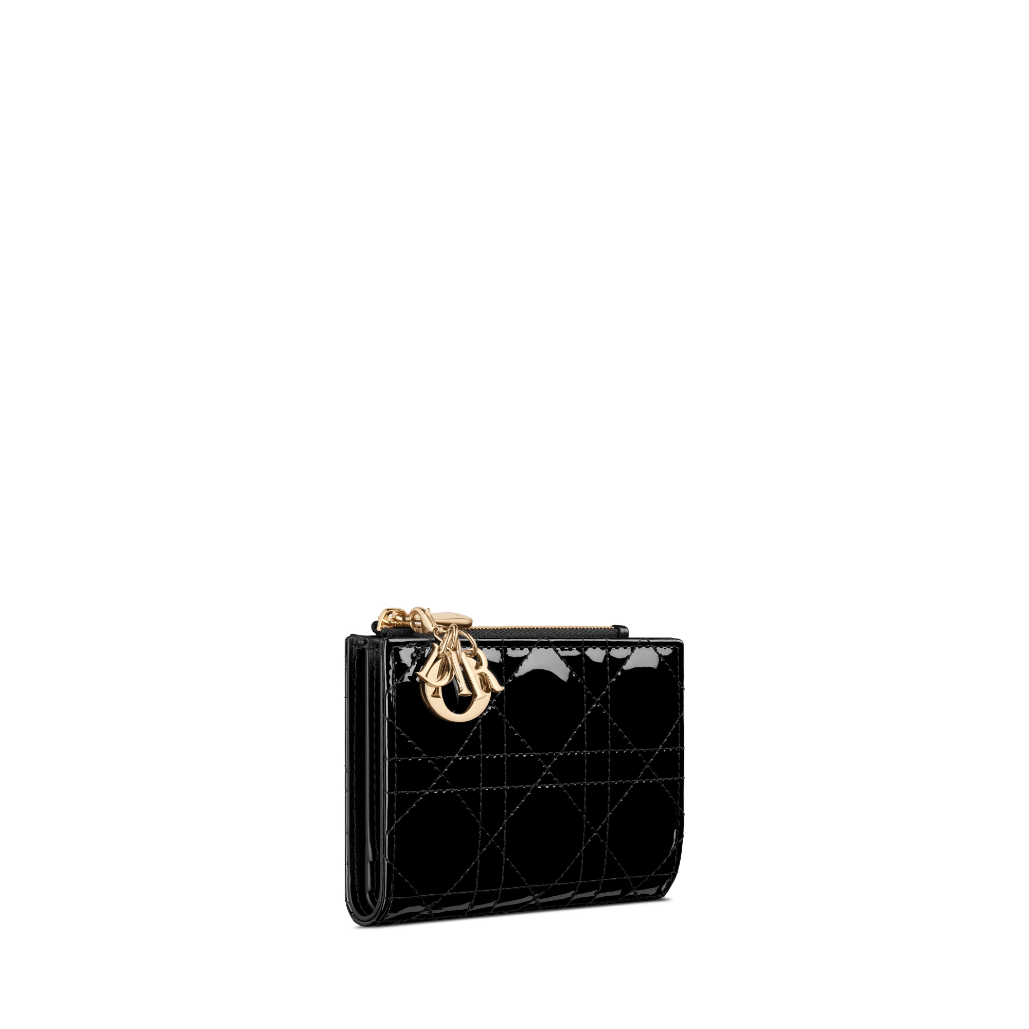 Lady Dior Dahlia 錢包 黑色漆面 Cannage 籐格紋小牛皮 E03