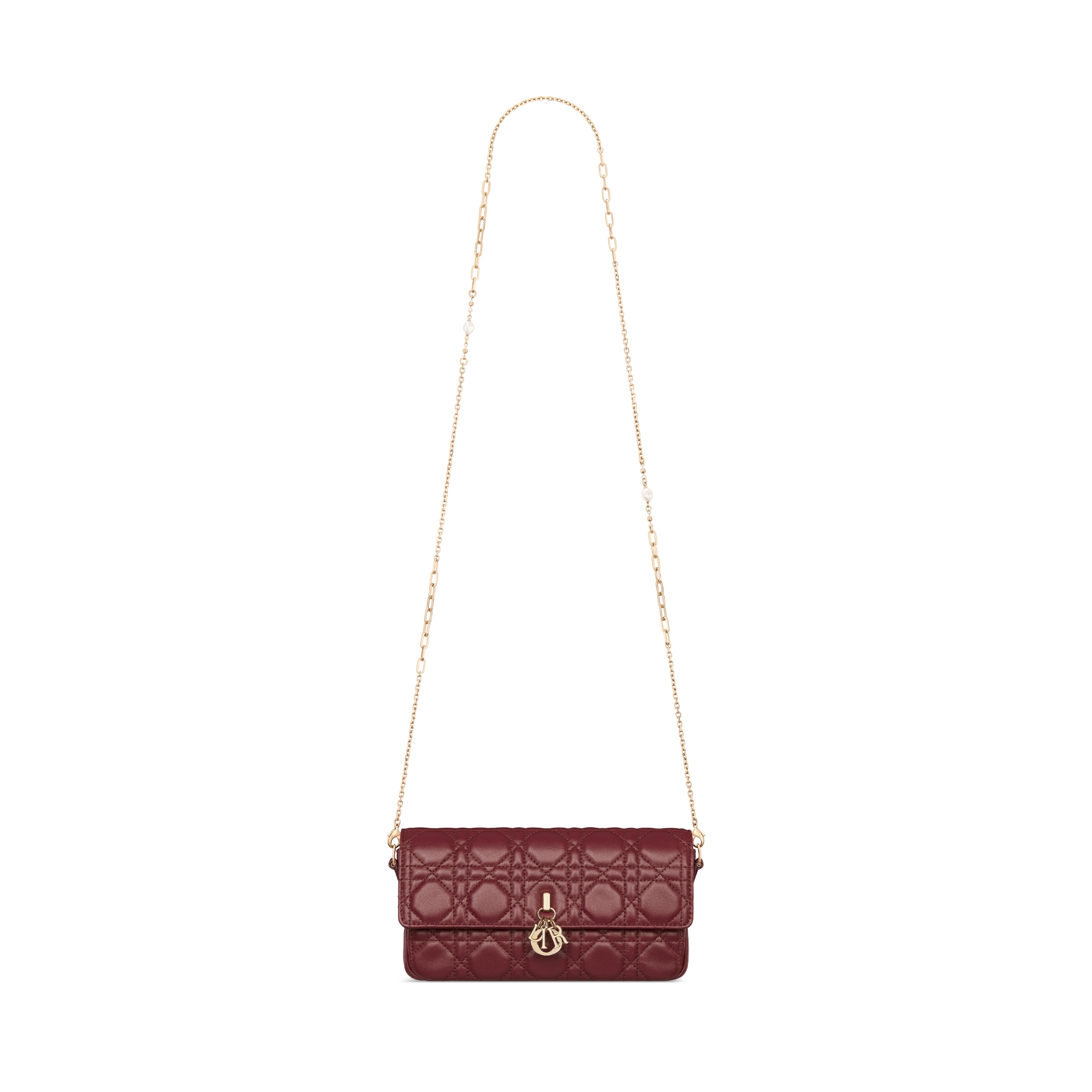 My Dior Pouch with Chain Burgundy Cannage Lambskin E07
