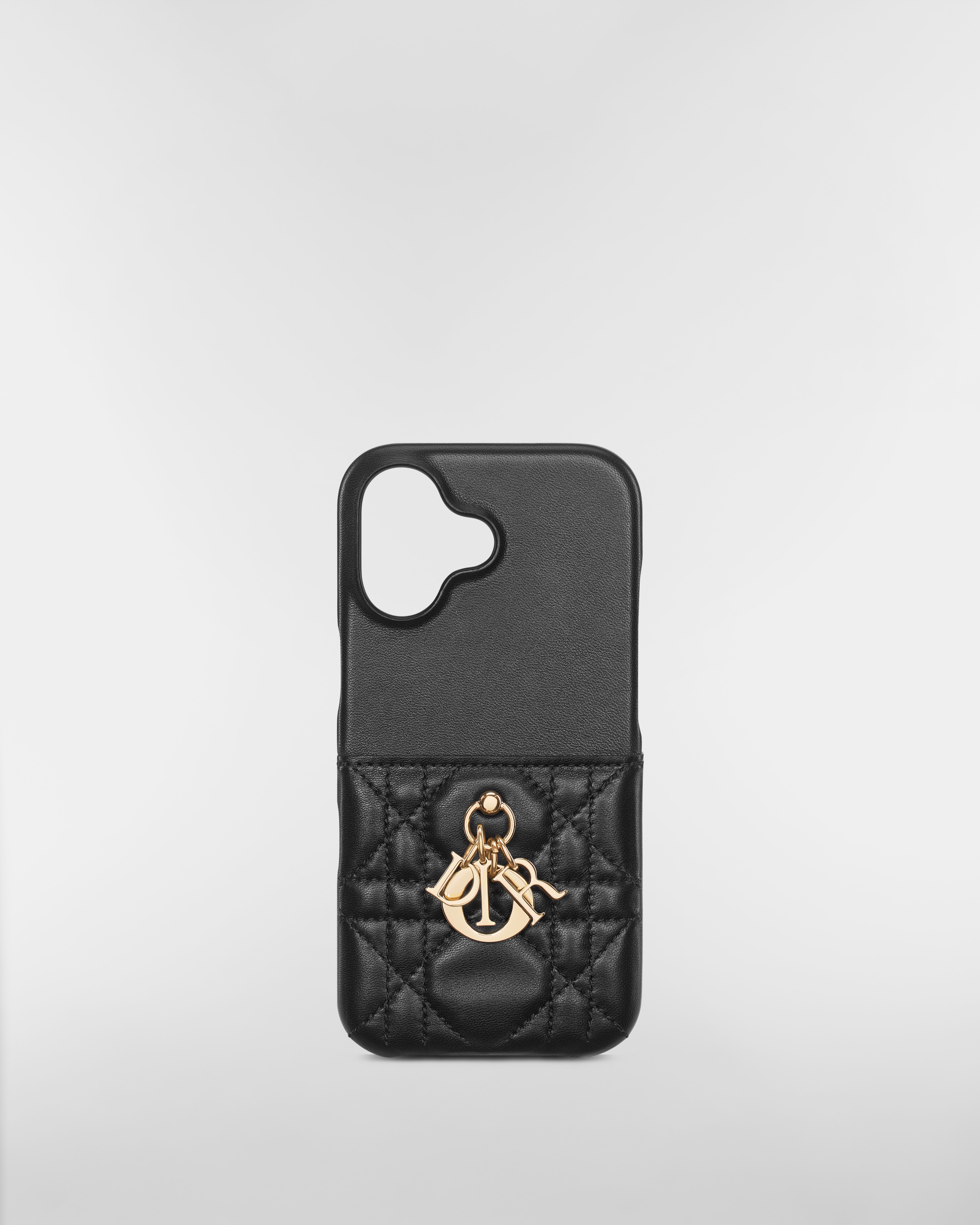 Lady Dior Hülle für iPhone 17 Cannage Lammleder in Schwarz E01