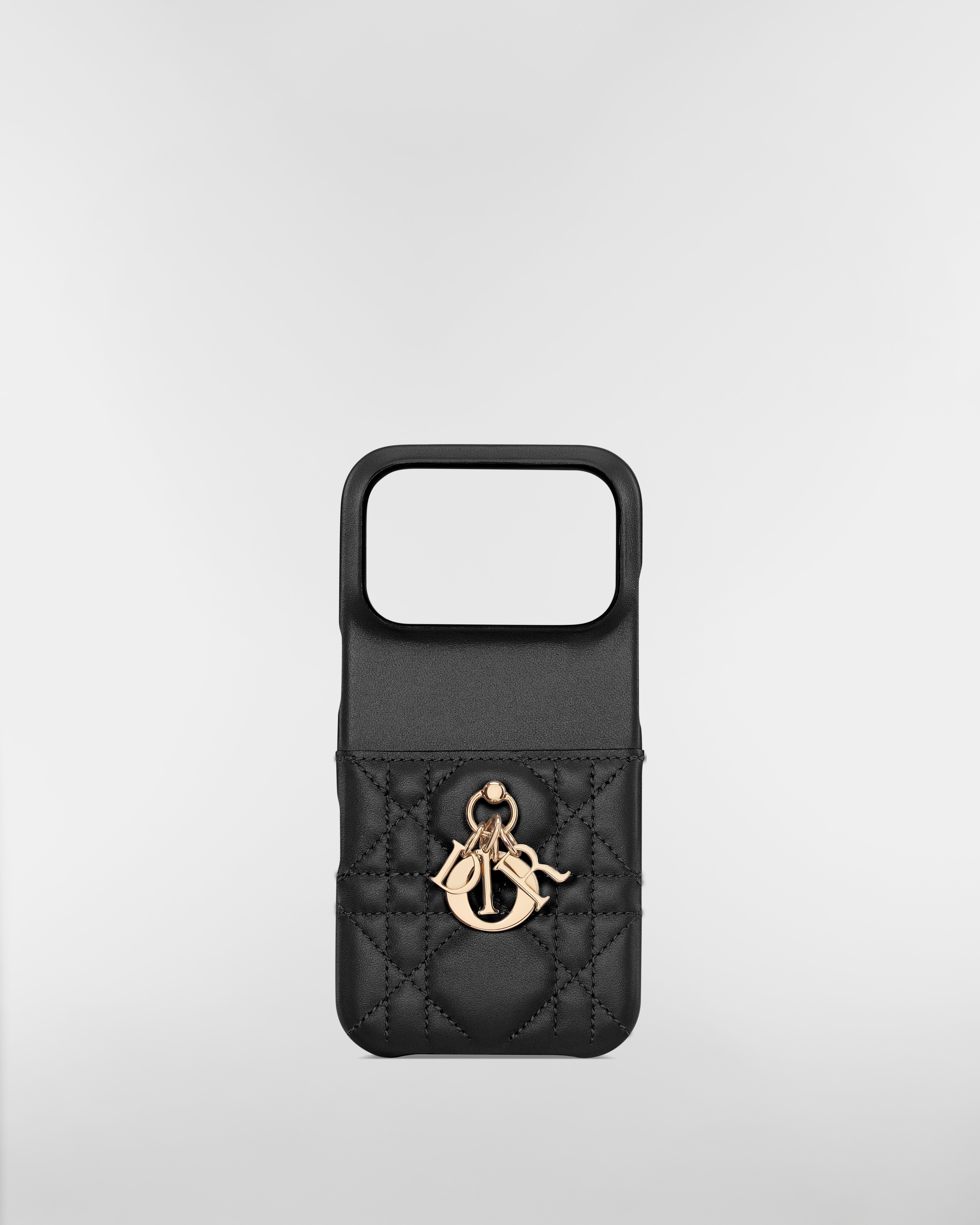Lady Dior Hülle für iPhone 17 Pro Cannage Lammleder in Schwarz E01
