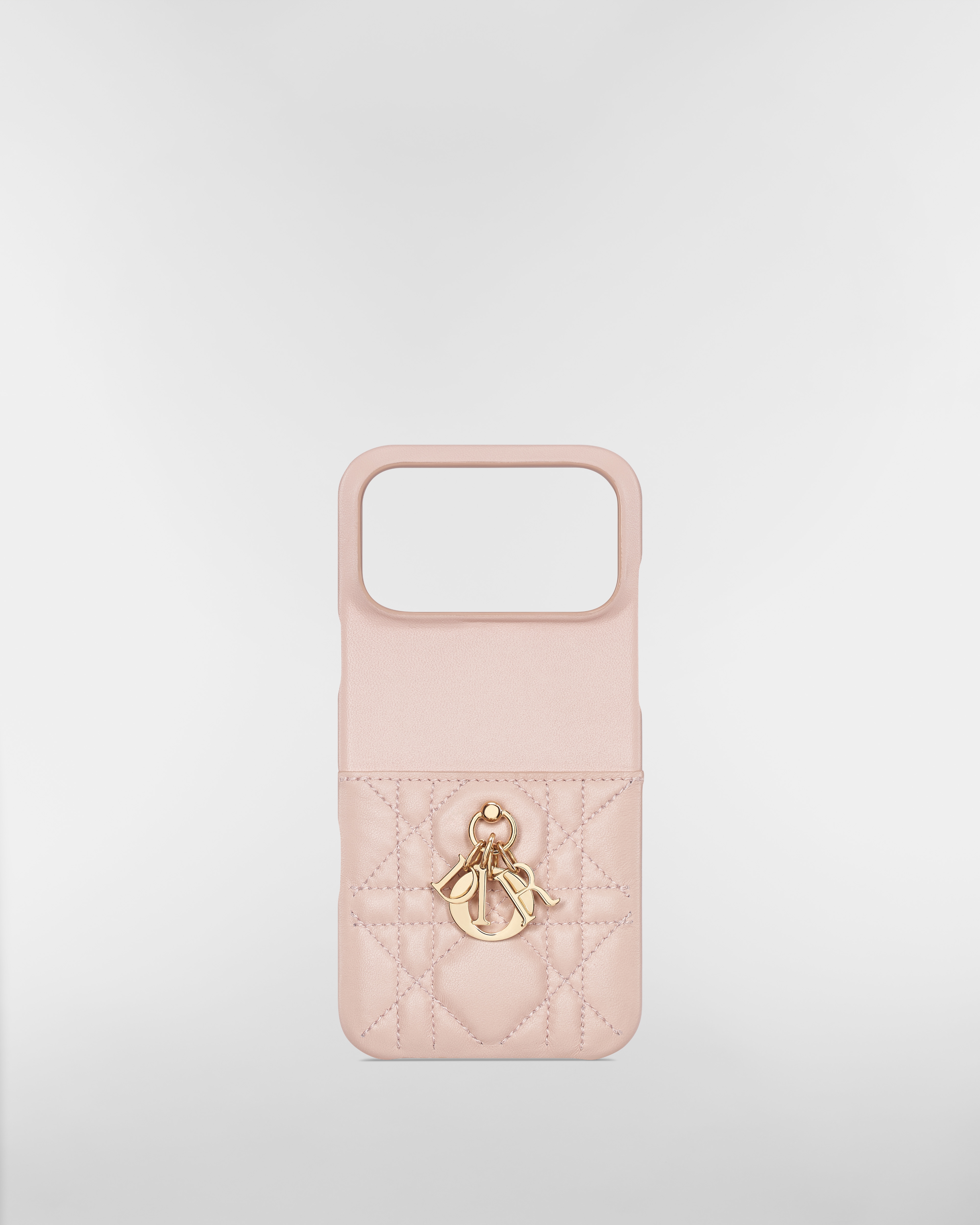 Lady Dior iPhone 17 Pro Max 케이스 파우더 핑크 까나쥬 양가죽 E01