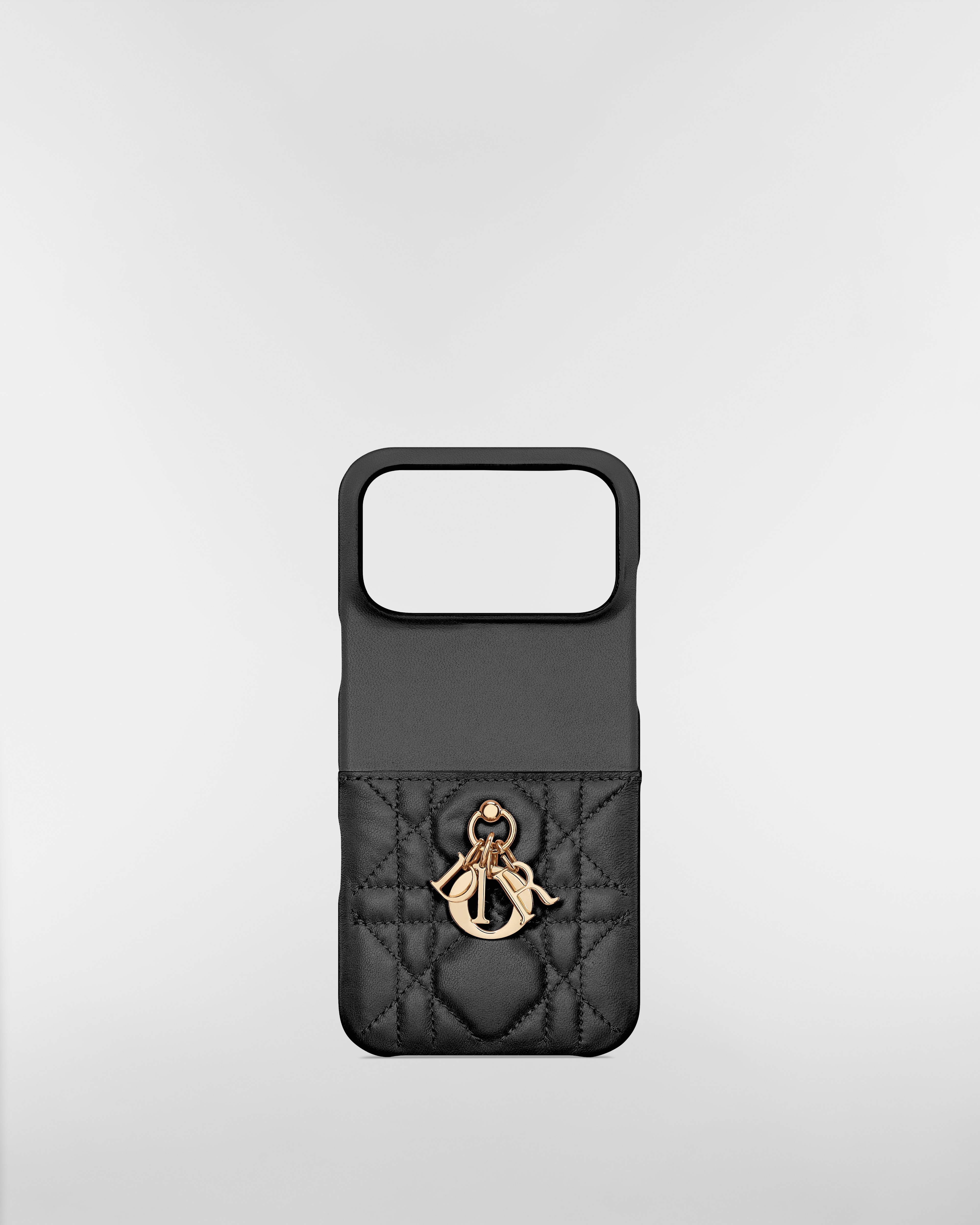 Lady Dior Hülle für iPhone 17 Pro Max Cannage Lammleder in Schwarz E01
