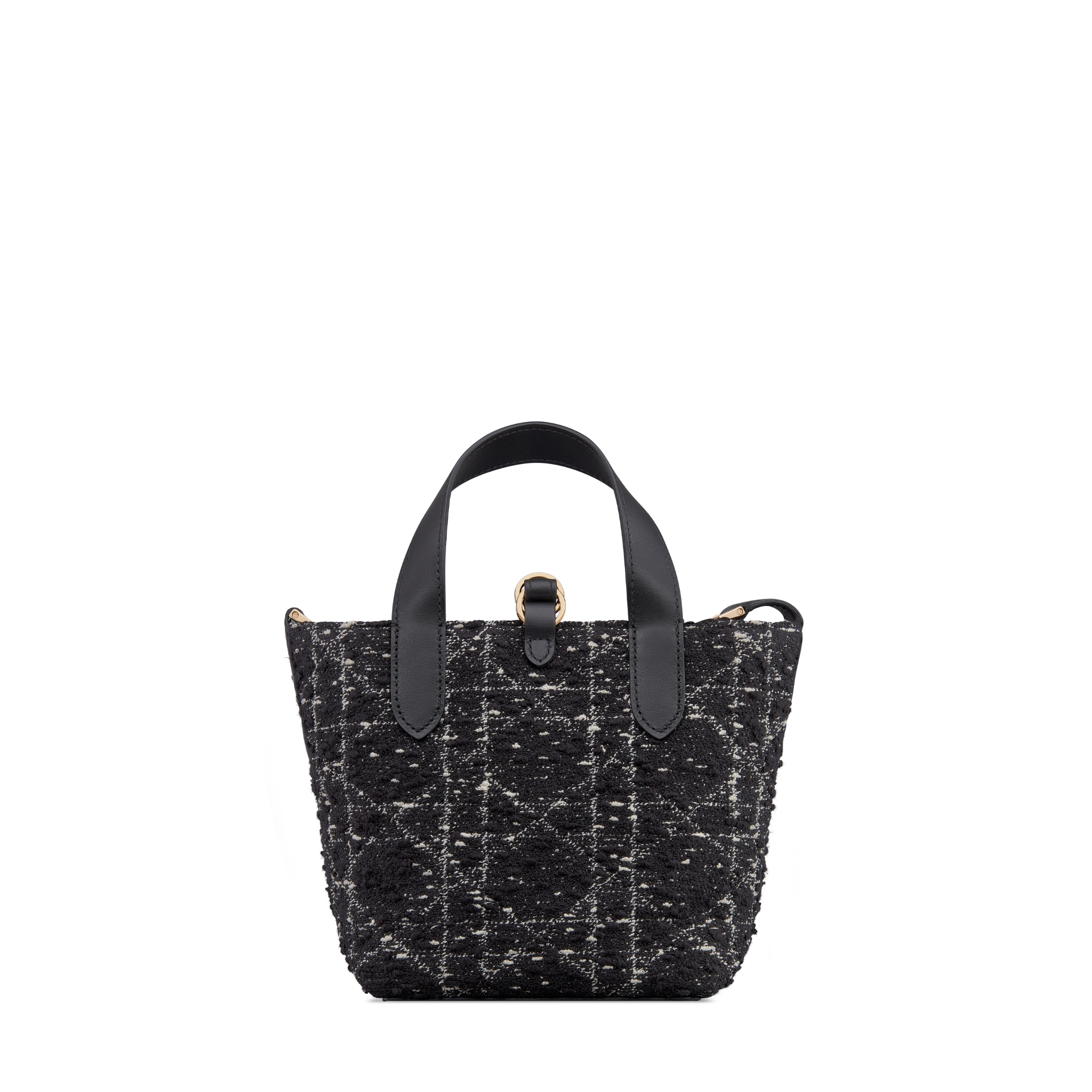 Nano sac cabas vertical Dior Toujours Tweed noir à motif Cannage blanc E08