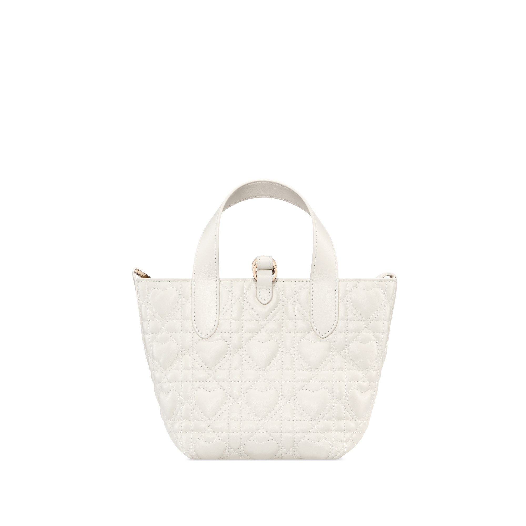 Dior Toujours 直式微型托特包 奶白色 Cannage 籐格紋小牛皮搭配愛心圖案 E08