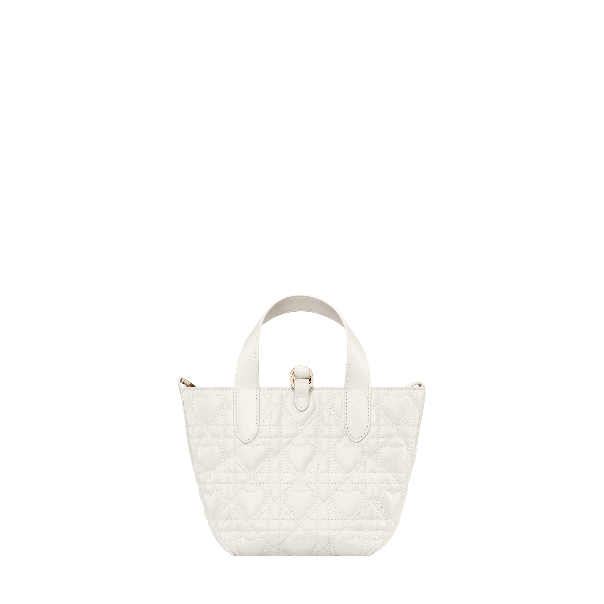 Dior Toujours Vertical Nano Tote Bag Latte Cannage Calfskin with Heart Motif E08