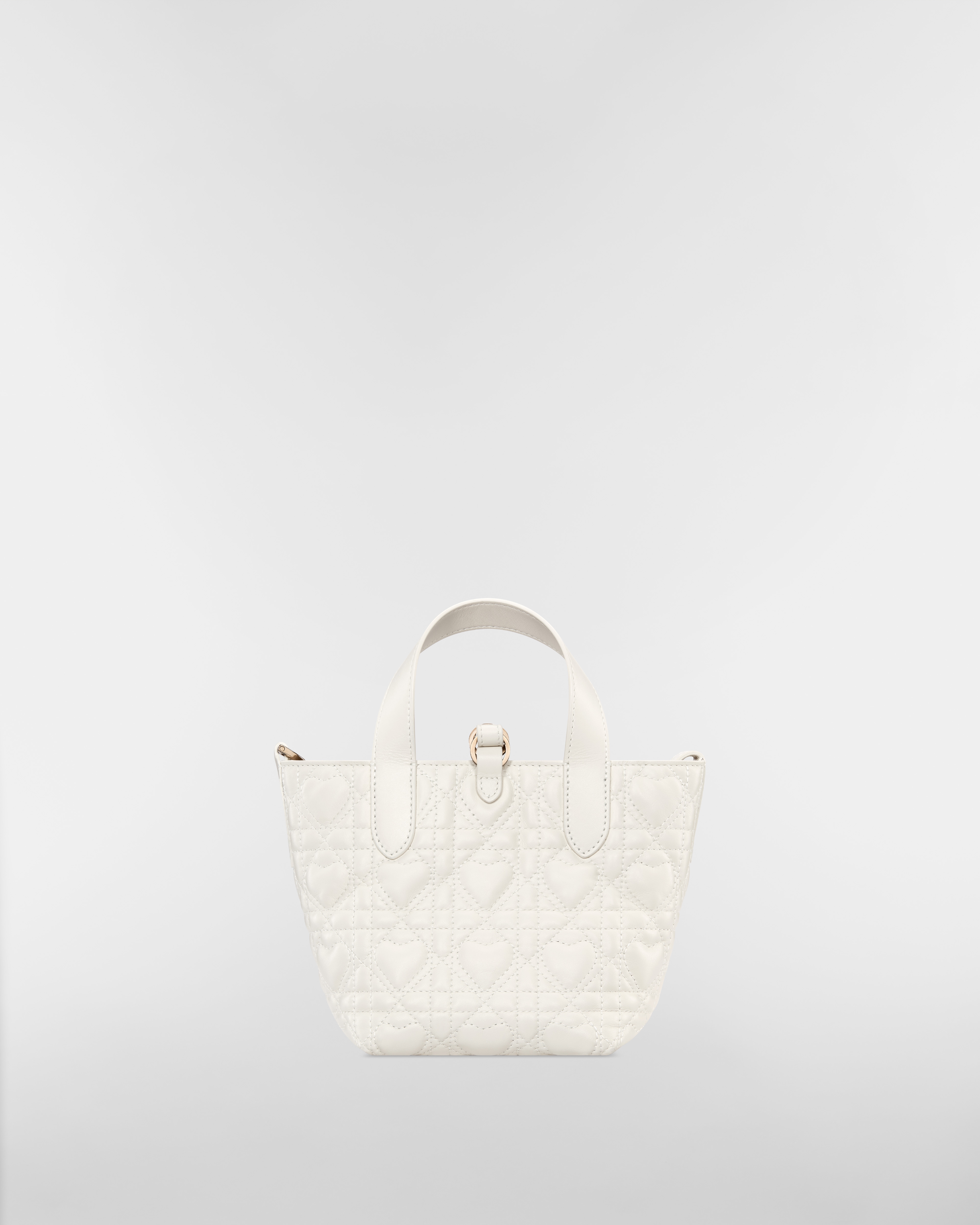 Dior Toujours Vertical Nano Tote Bag Latte Cannage Calfskin with Heart Motif E08