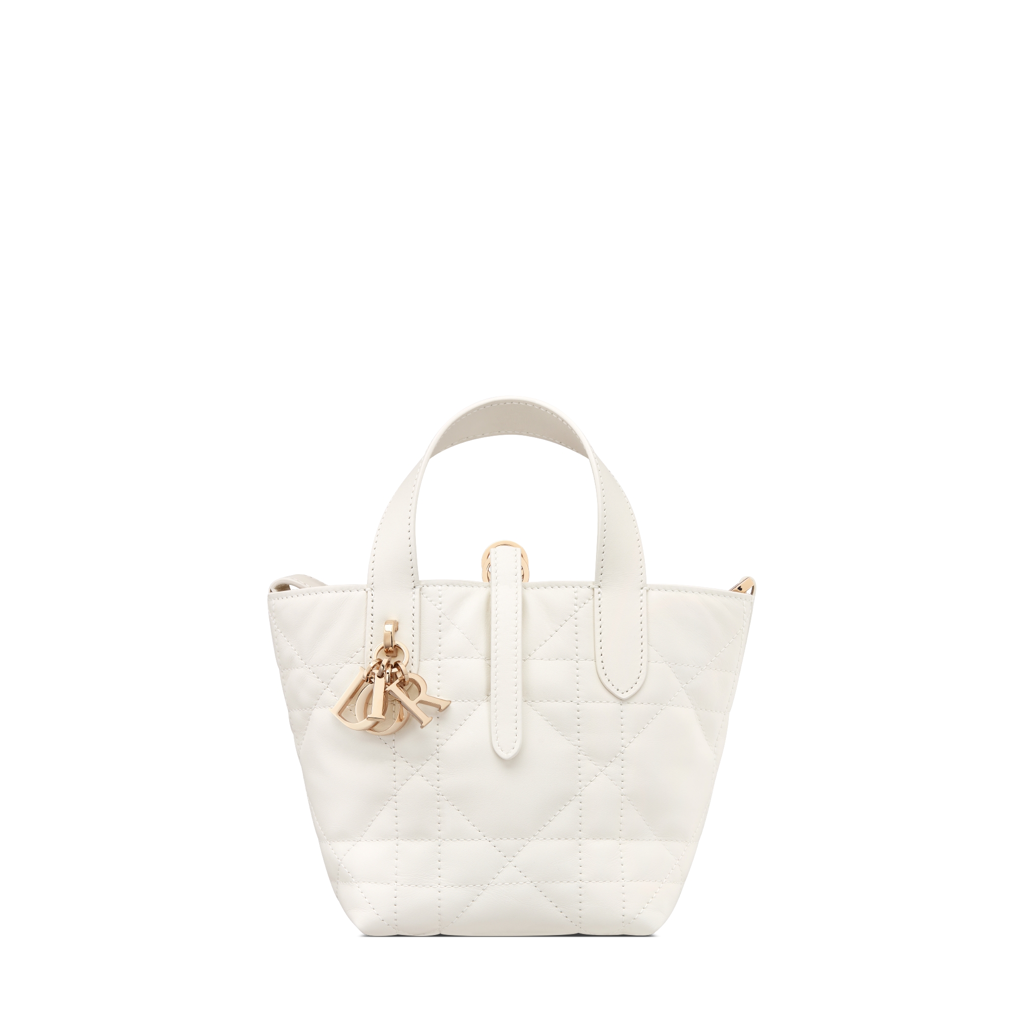 Nano sac cabas vertical Dior Toujours Cuir de veau Macrocannage couleur latte E01