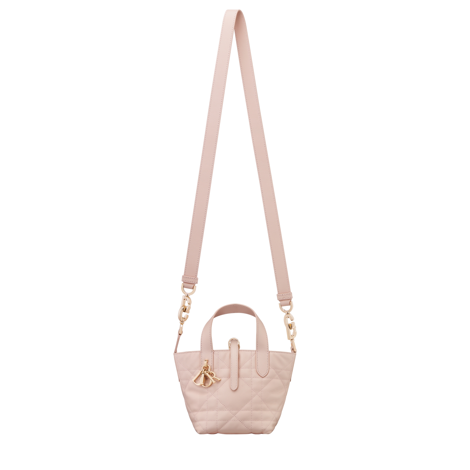 Dior Toujours Vertical Nano Tote Bag Powder Pink Macrocannage Calfskin E07
