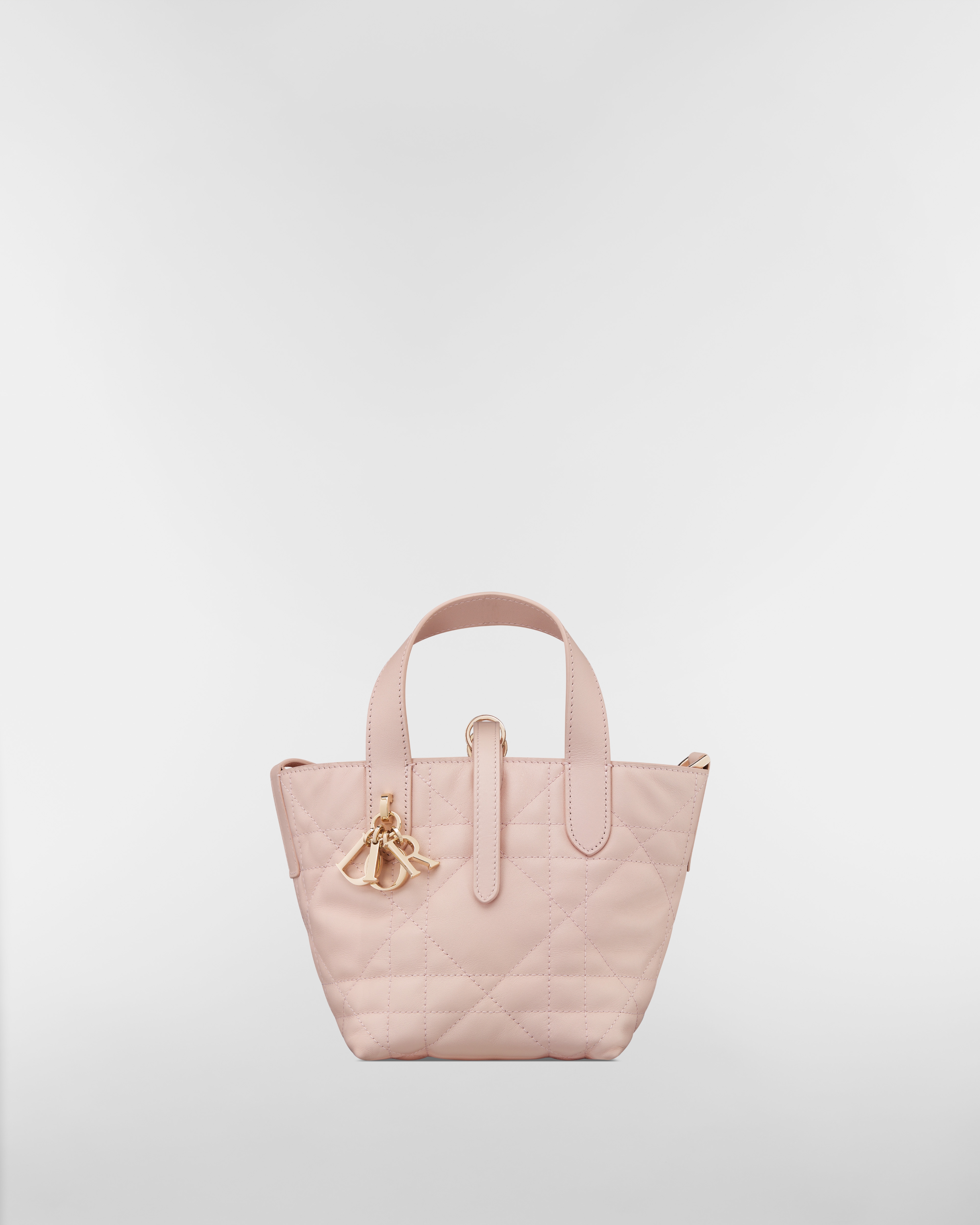 Dior Toujours 直式微型托特包 淡粉色 Macrocannage 大籐格紋小牛皮 E01