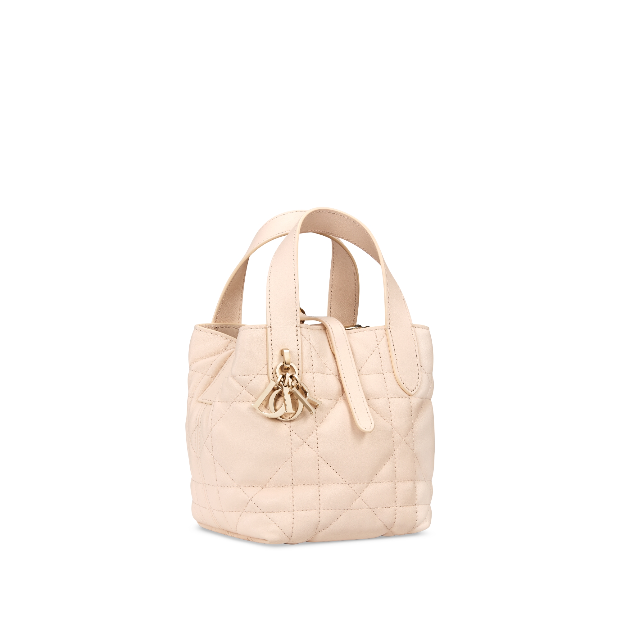 Dior Toujours Vertical Nano Tote Bag Sandstone Pink Macrocannage Calfskin E03