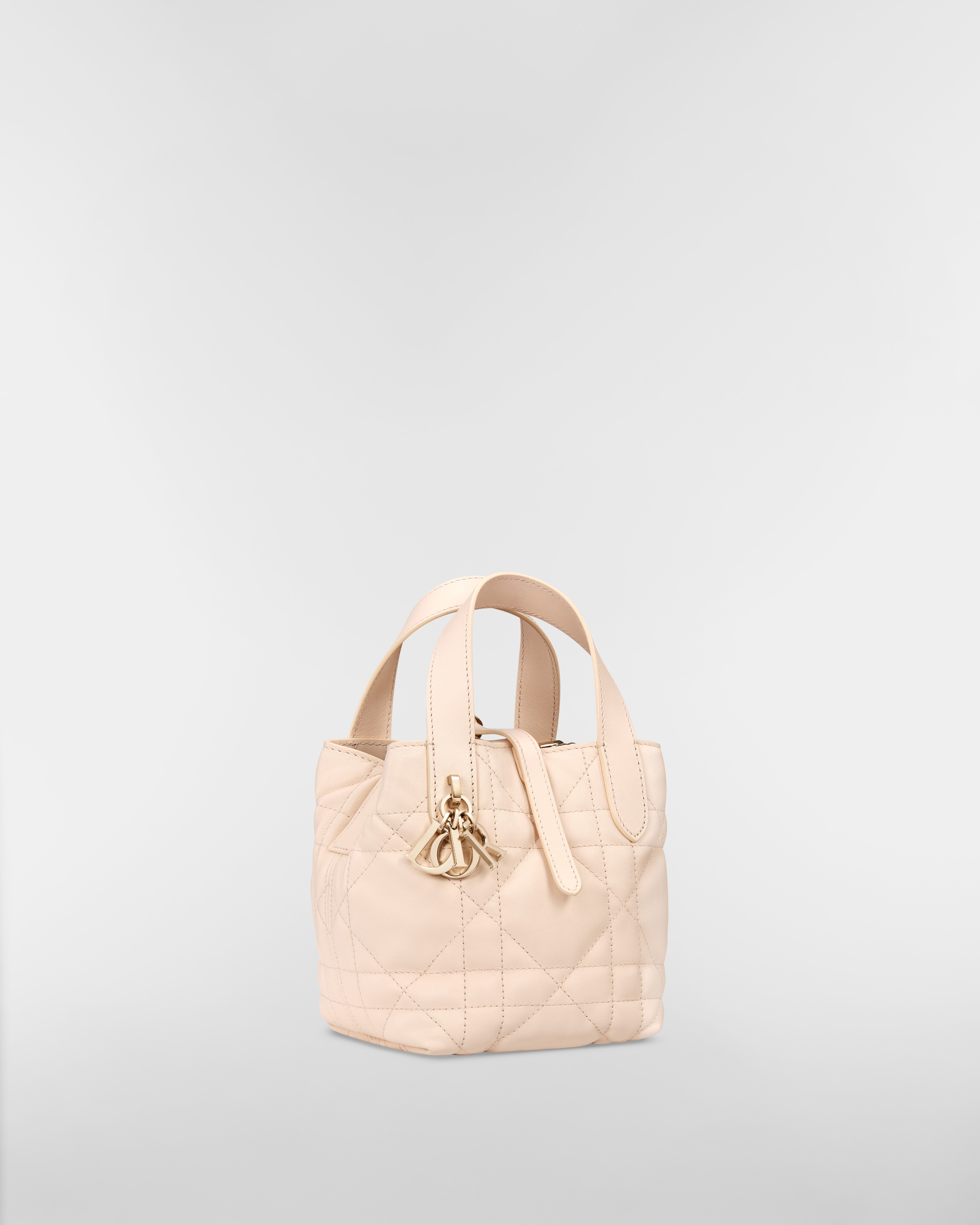 Dior Toujours Vertical Nano Tote Bag Sandstone Pink Macrocannage Calfskin E03