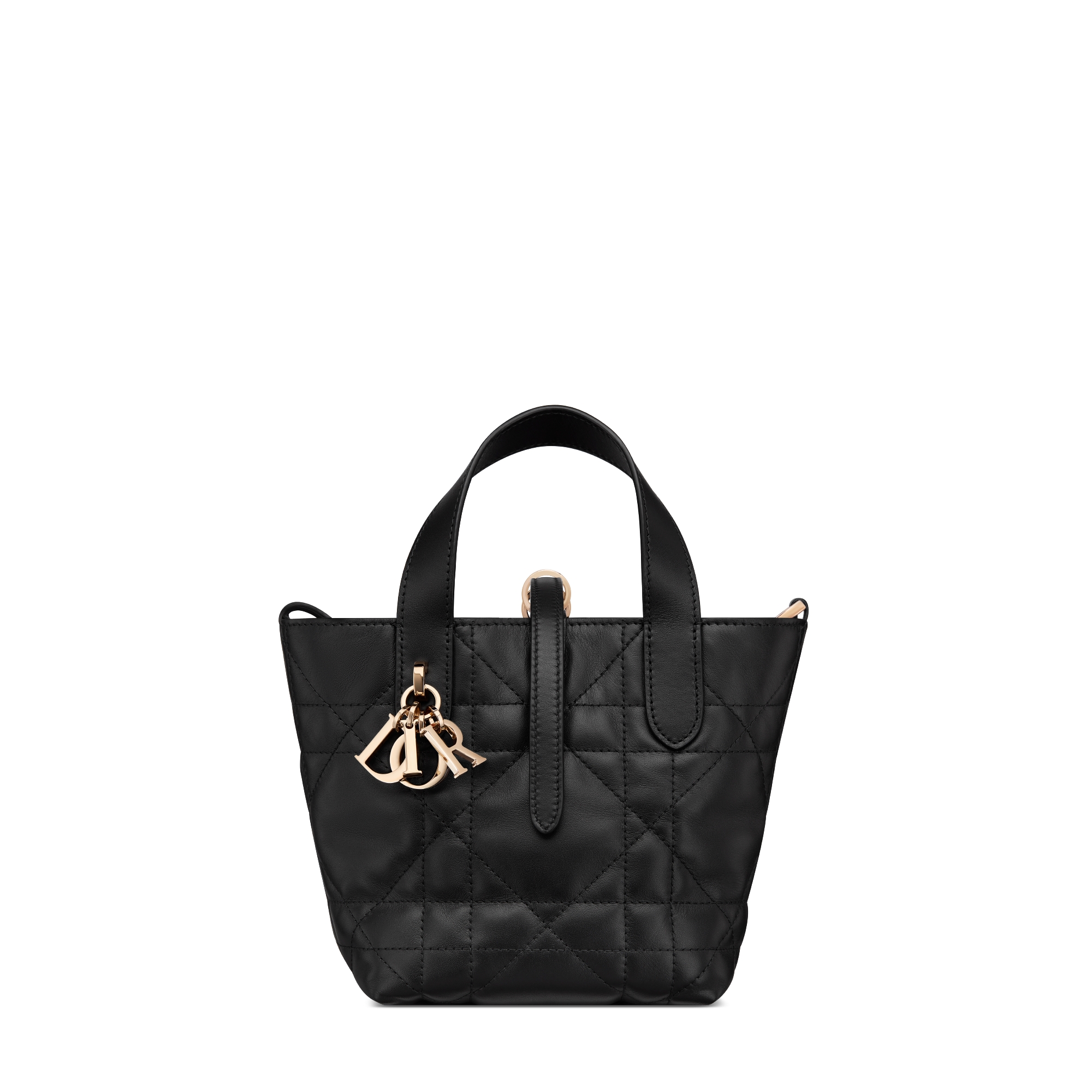 Dior Toujours Vertical Nano Tote Bag Black Macrocannage Calfskin E01