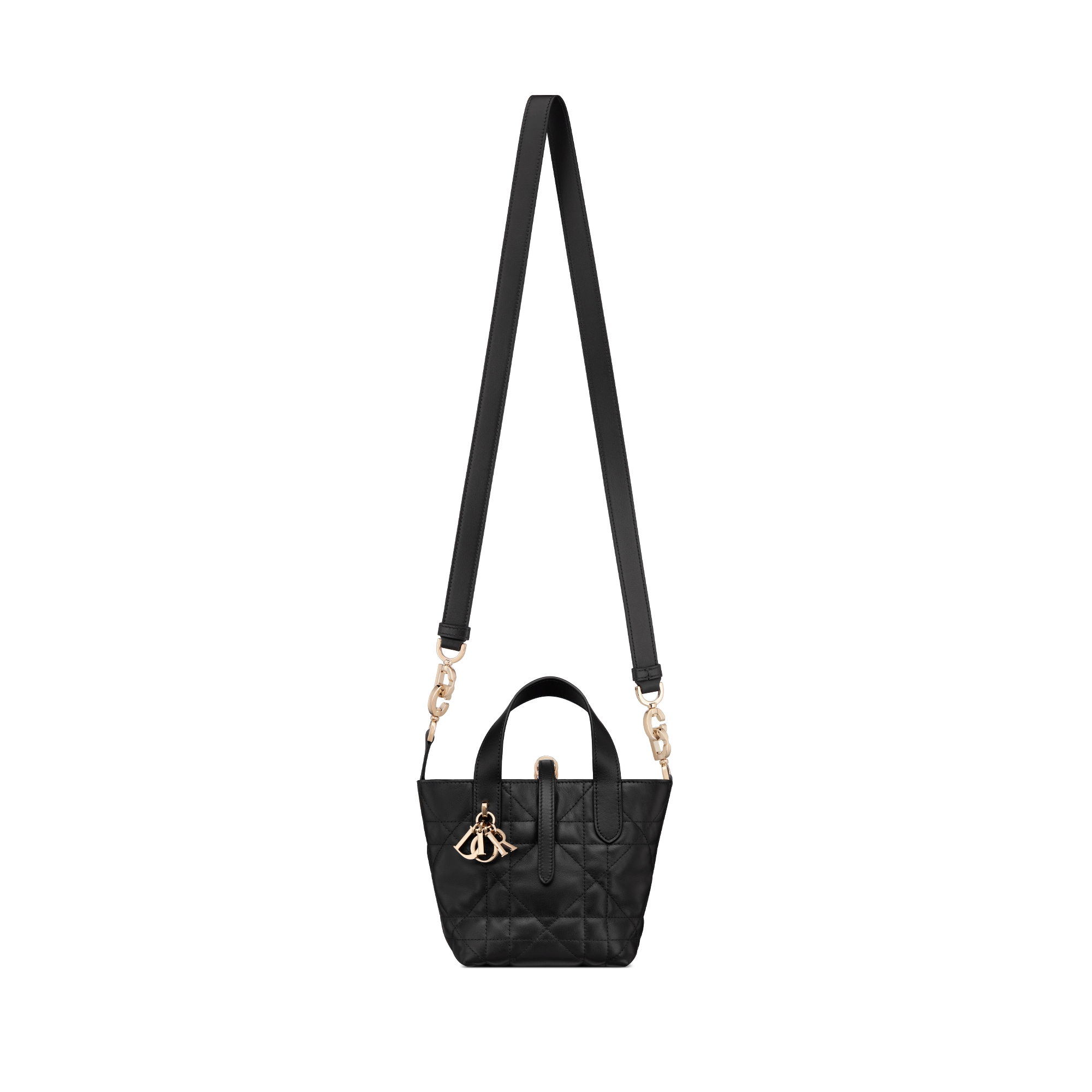 Dior Toujours Vertical Nano Tote Bag Black Macrocannage Calfskin E07