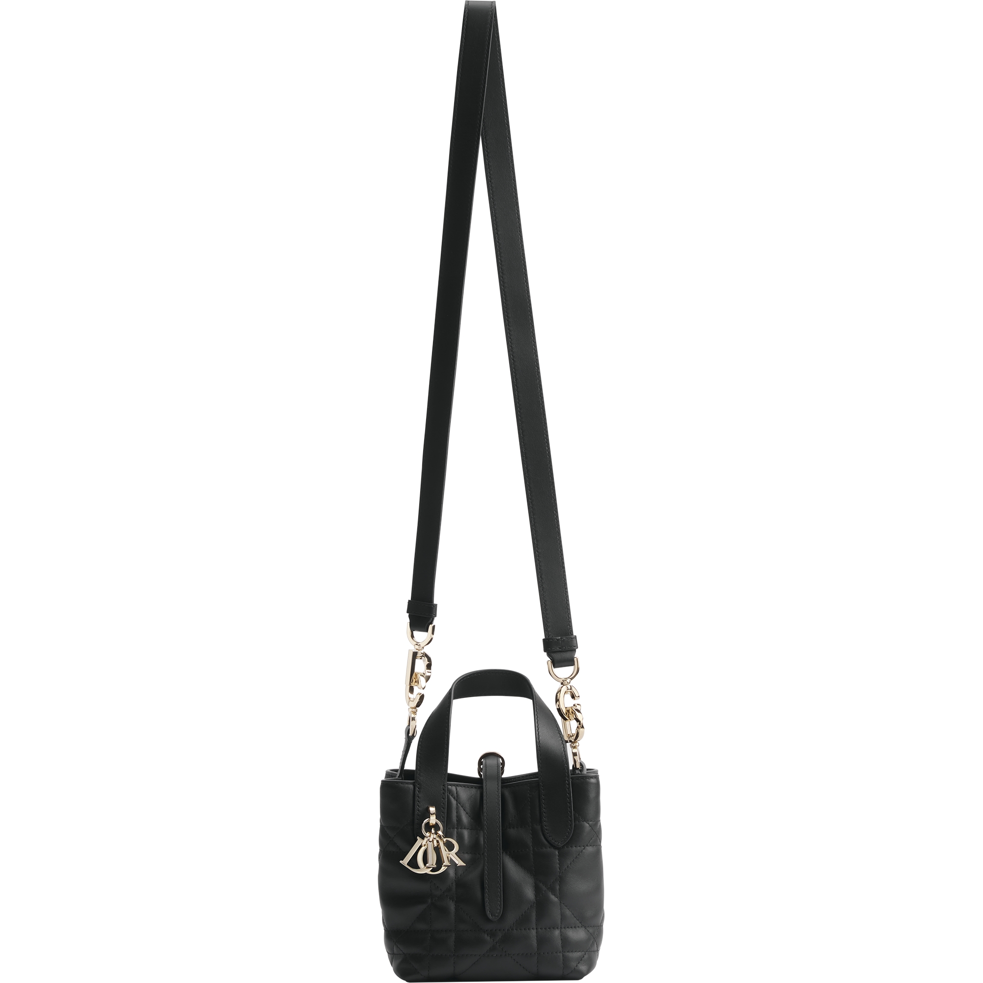 Dior Toujours Vertical Nano Tote Bag Black Macrocannage Calfskin E07