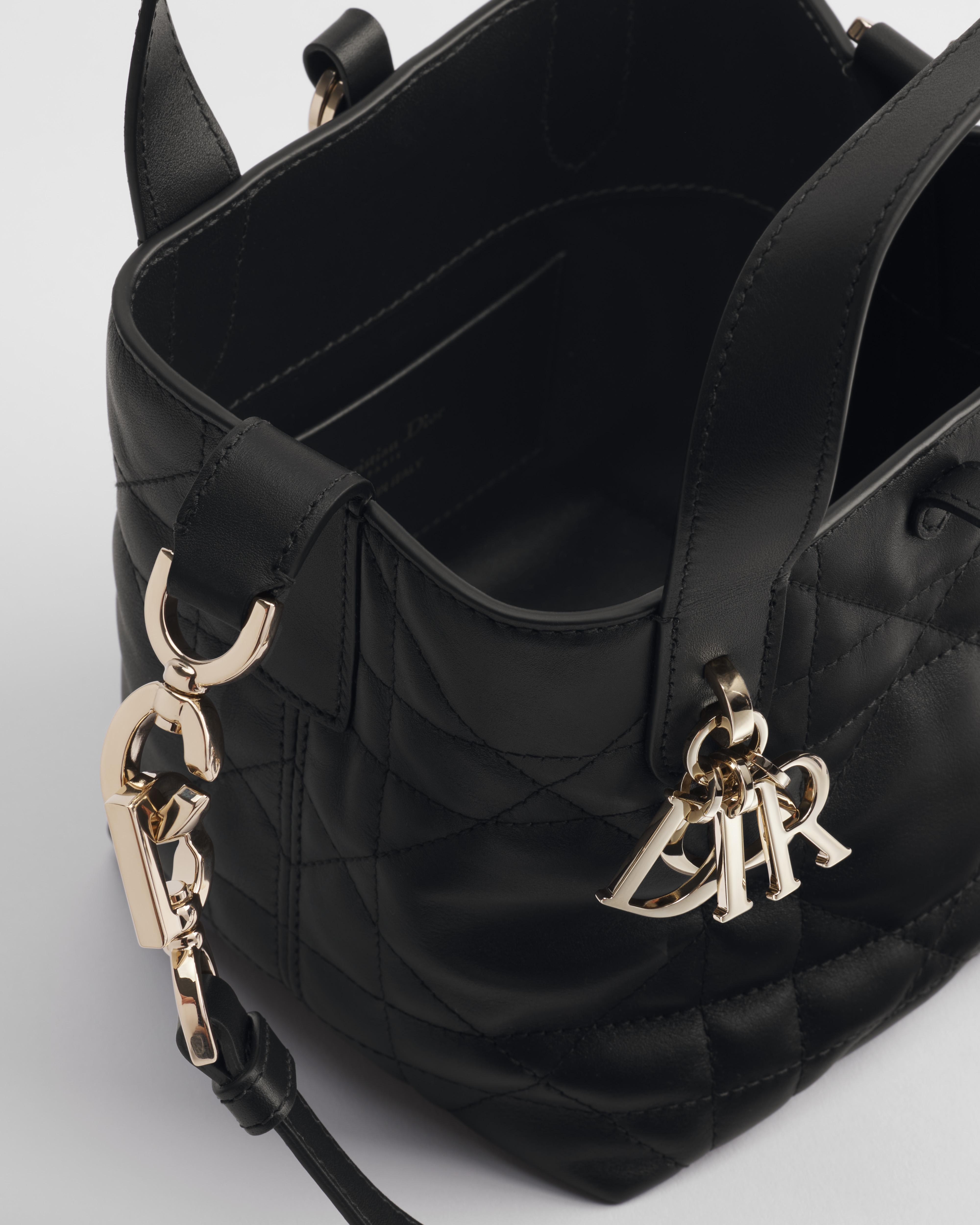 Dior Toujours Vertical Nano Tote Bag Black Macrocannage Calfskin E06