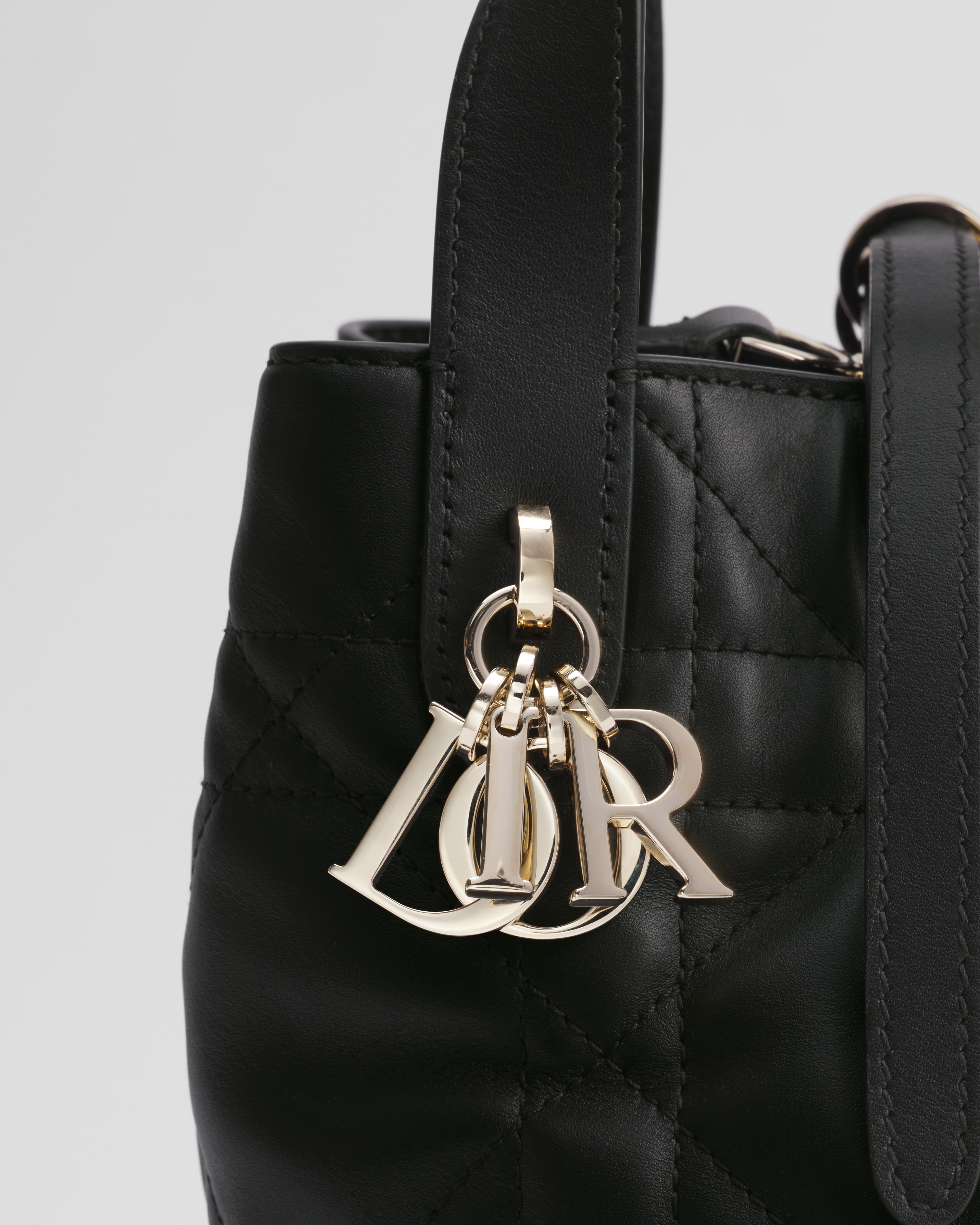 Dior Toujours Vertical Nano Tote Bag Black Macrocannage Calfskin E09