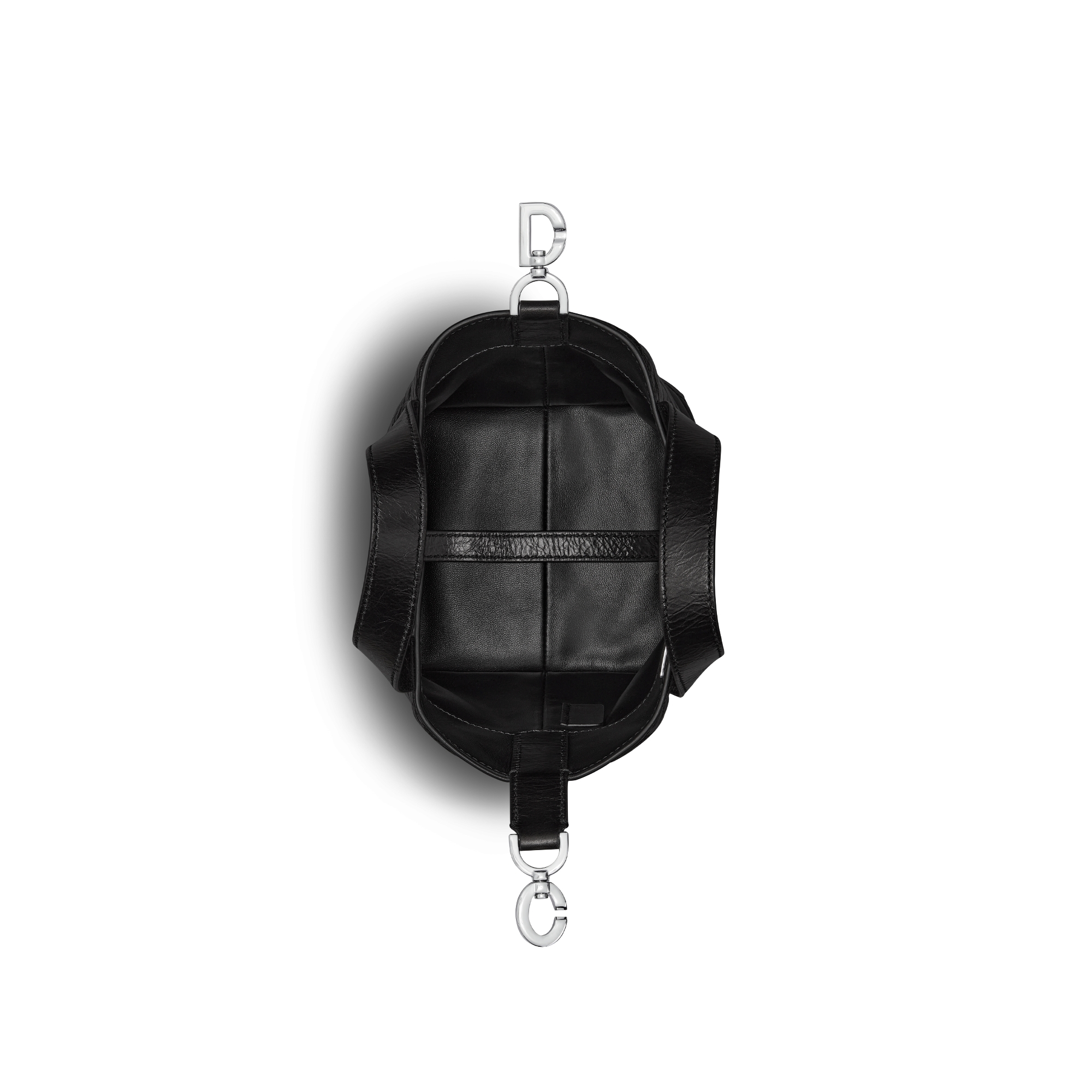 Dior Toujours Vertical Nano Tote Bag Black Macrocannage Crinkled Calfskin E06