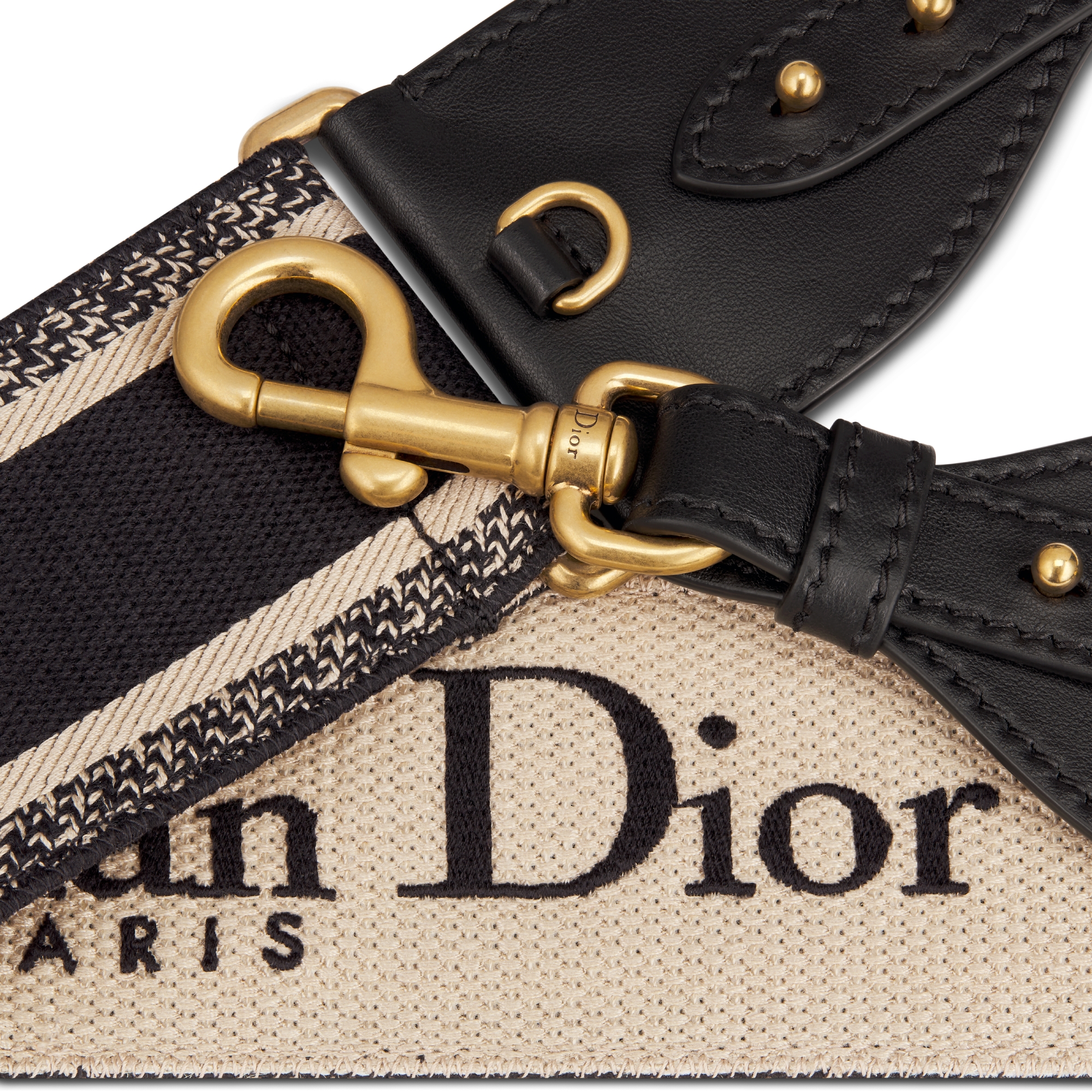 Verstellbarer Schulterriemen mit Ring Christian Dior Paris Stickerei in Schwarz E09