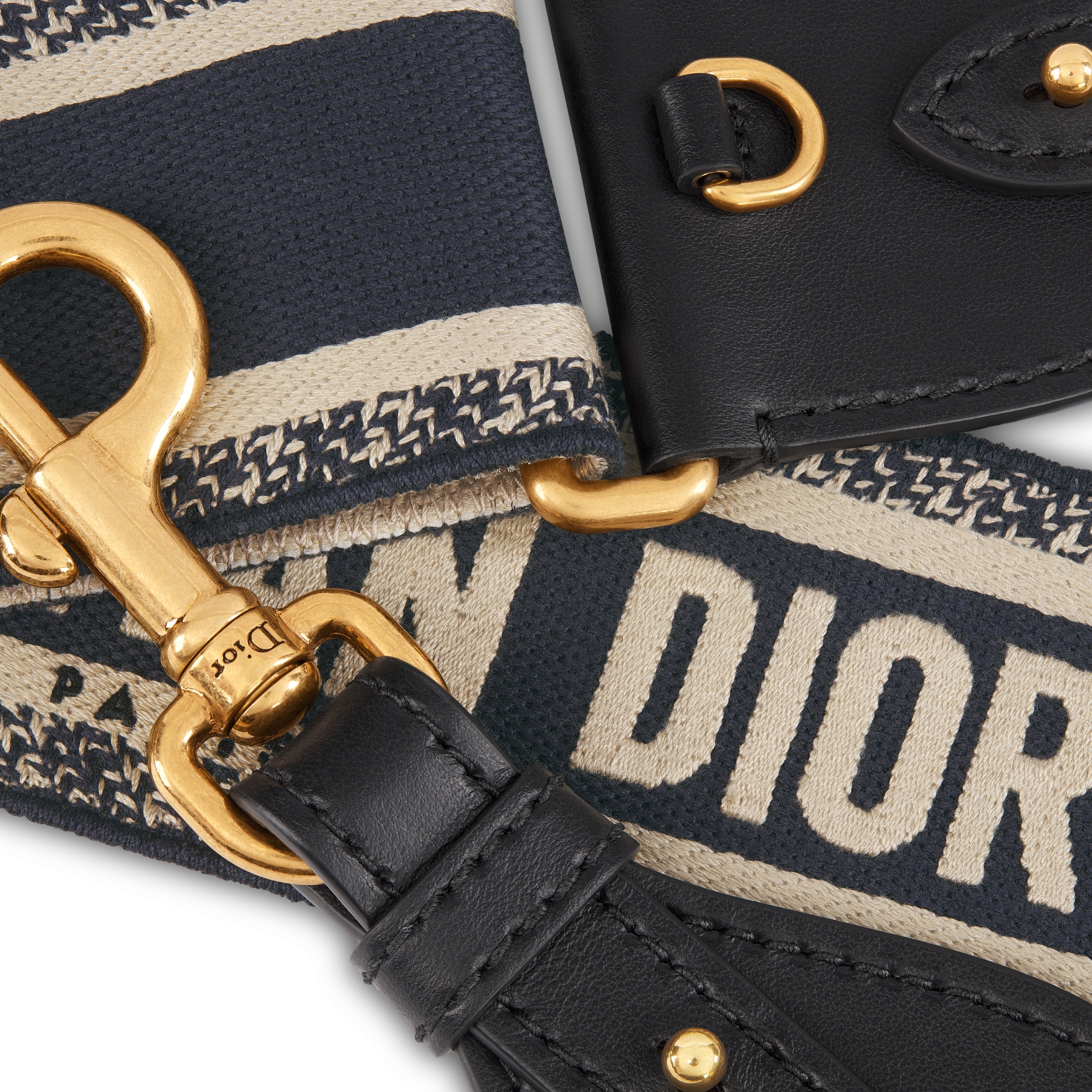 Adjustable Shoulder Strap with Ring Blue Christian Dior Paris Embroidery E09