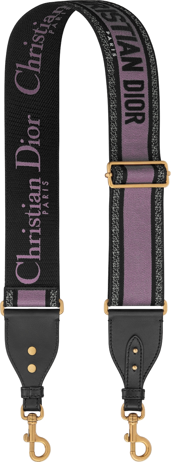 DIOR Adjustable Shoulder Strap With Ring Lilac Christian Dior Paris Embroidery Women