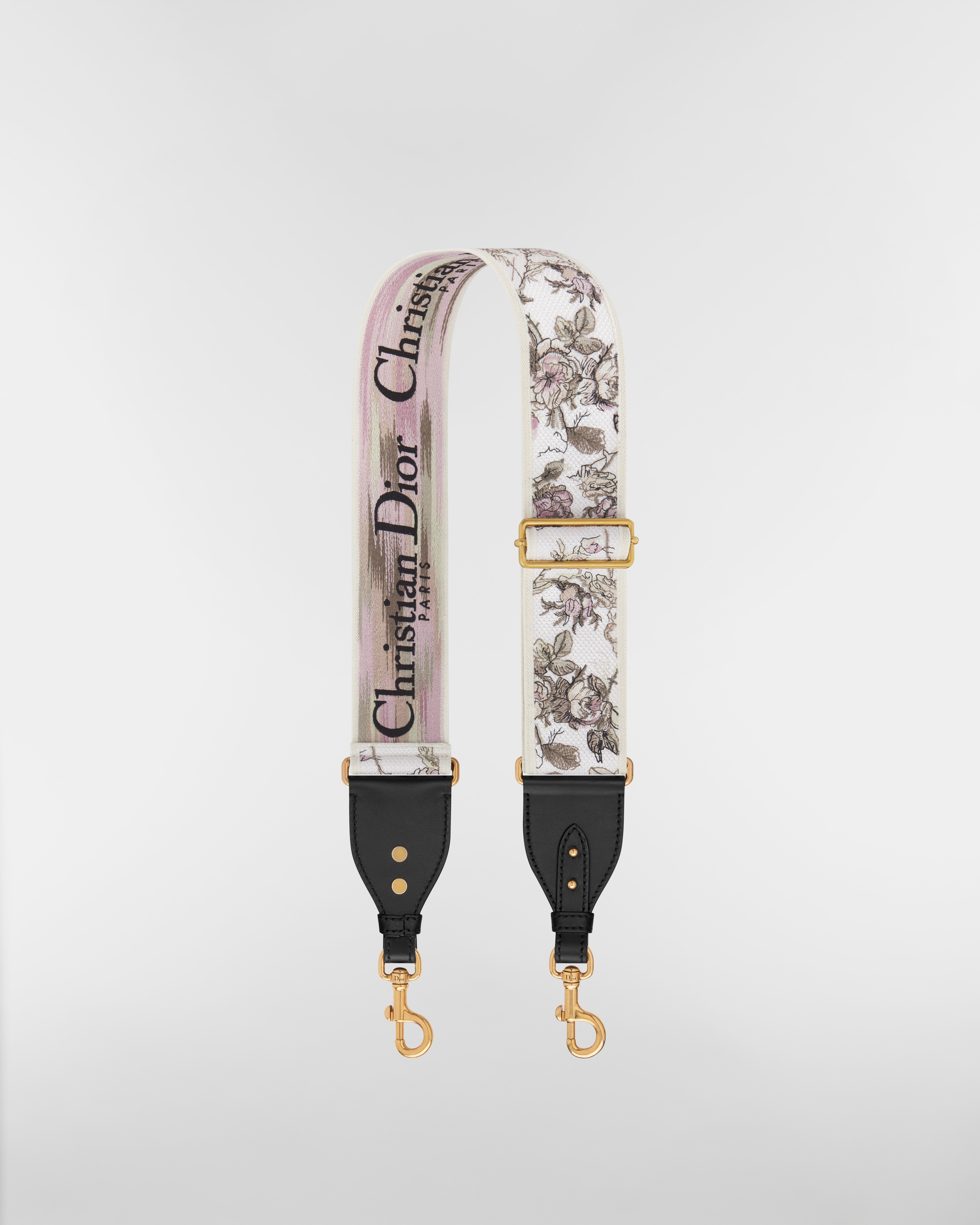 Bandoulière ajustable avec anneau Broderie Rosier de Dior écru multicolore E01