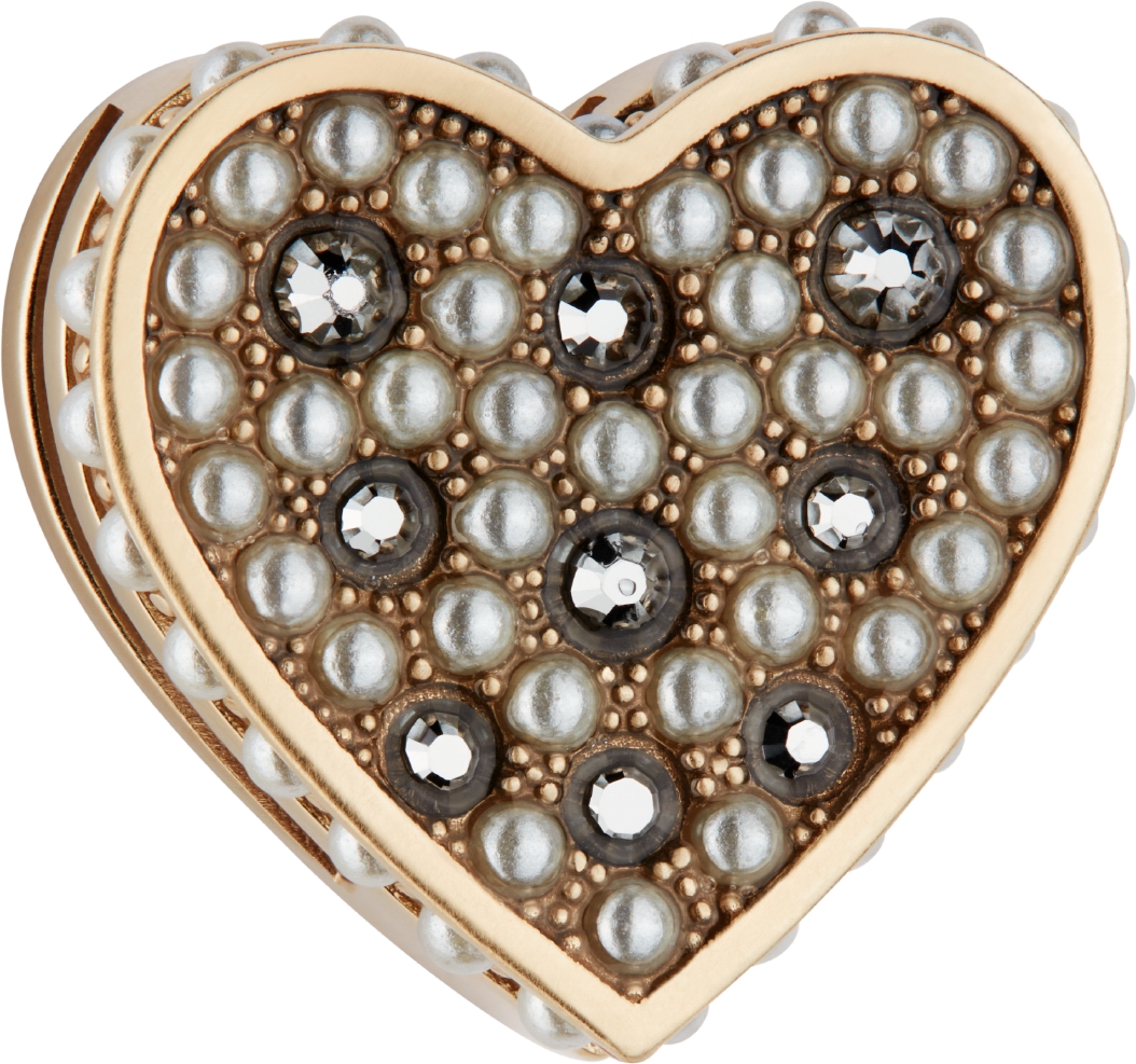 Badge c ur my abcdior m tal dor p le perles en r sine blanche et