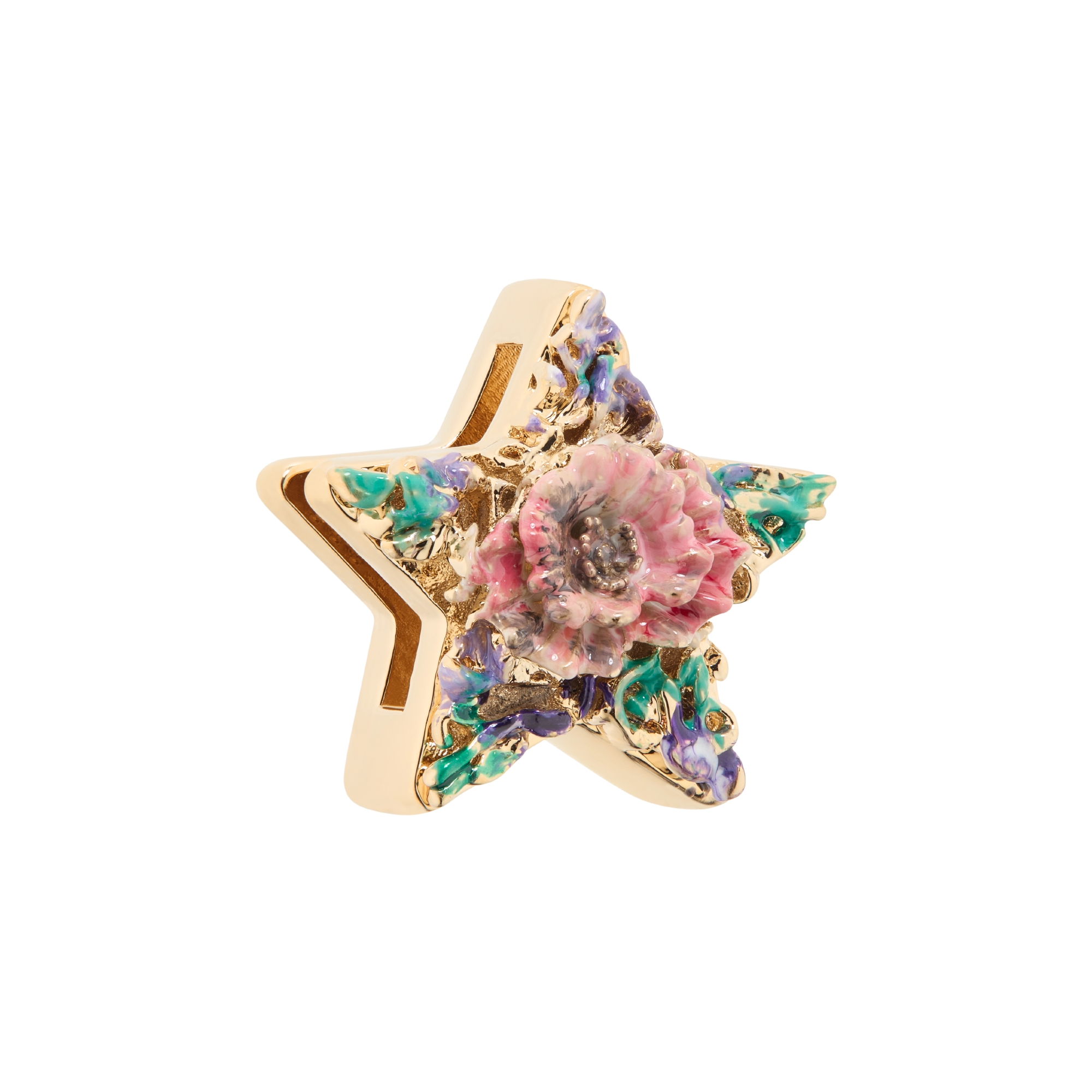 Broche Fleur Multicolore - Strass Et Cristal - Acier Doré - Neuf Avec étiquettes